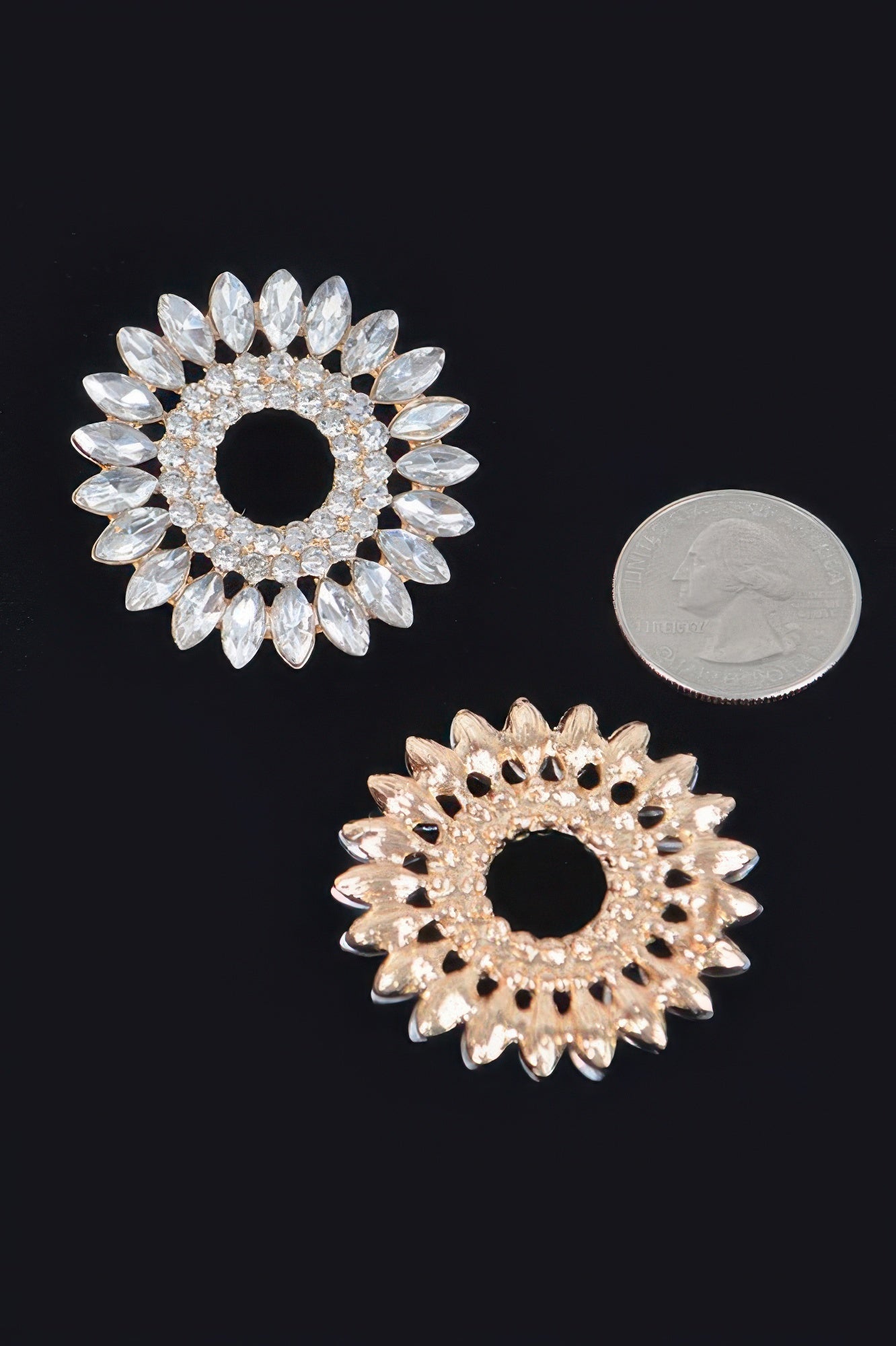 Rhinestone Circle Stud Earrings 1.5 inch
