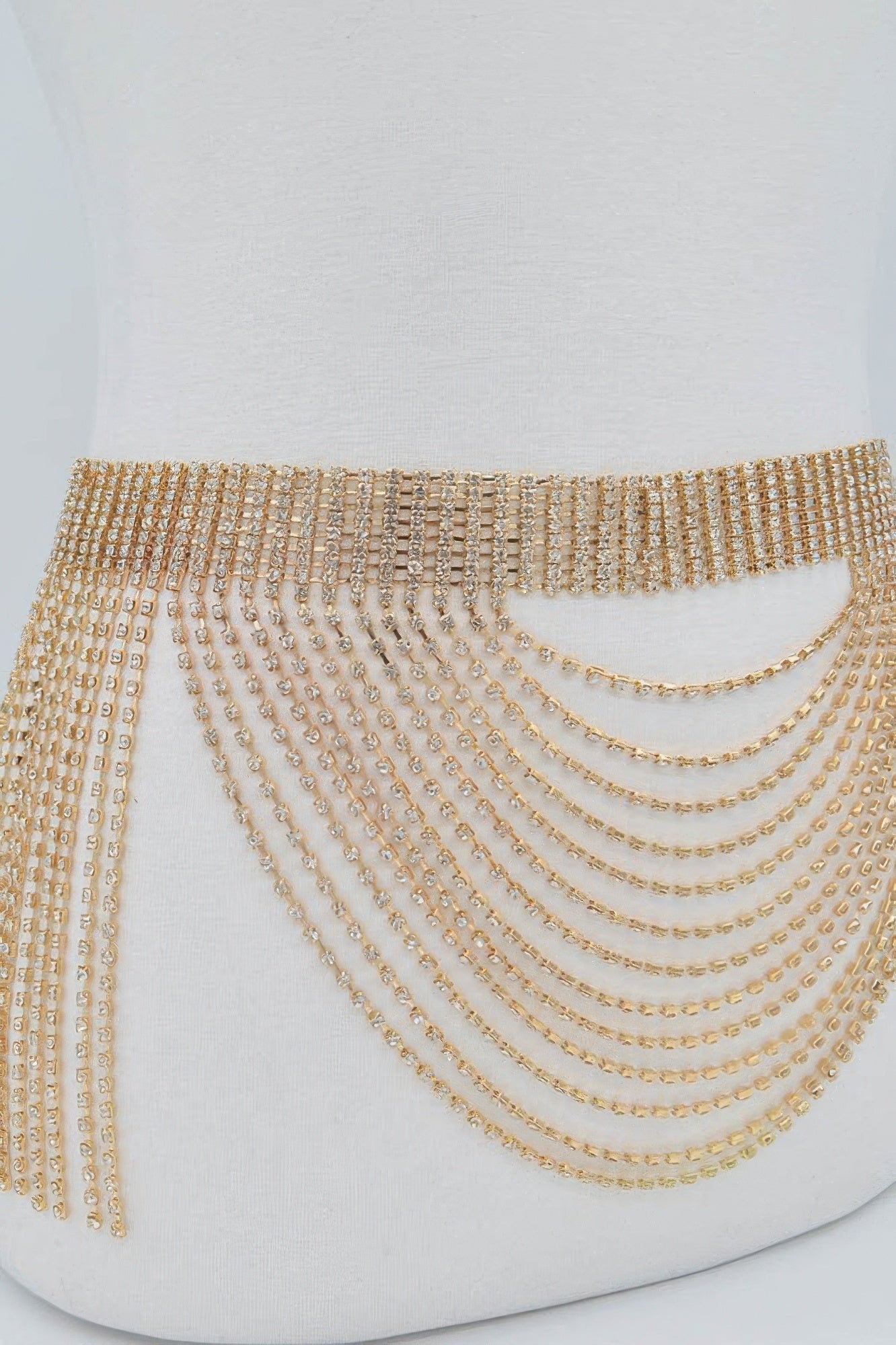 Rhinestone Multi Layered Drop Belt