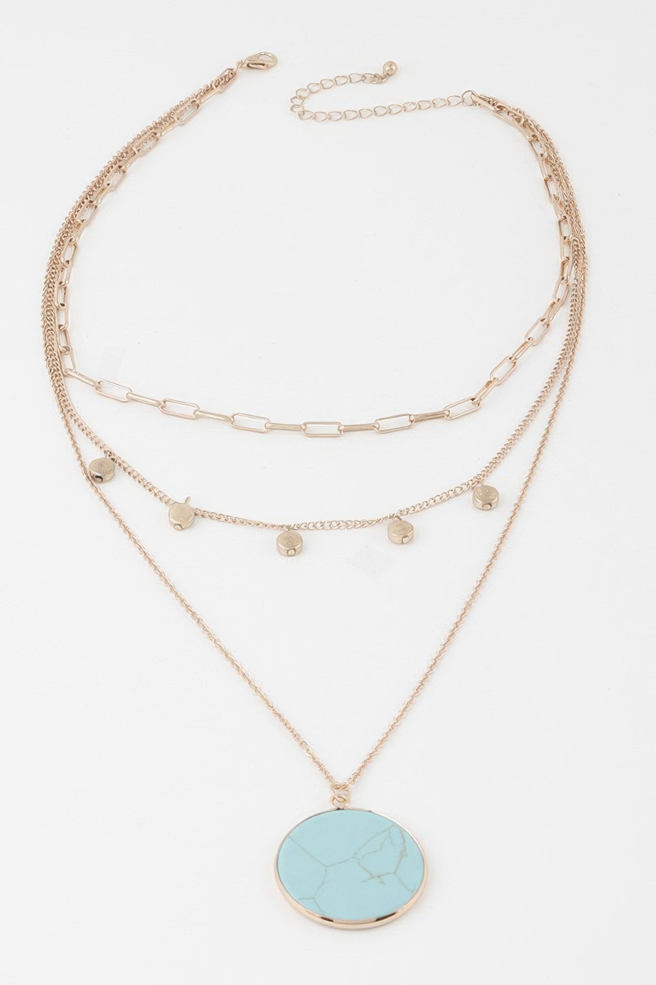 Multi Stone Pendant Chain Necklace
