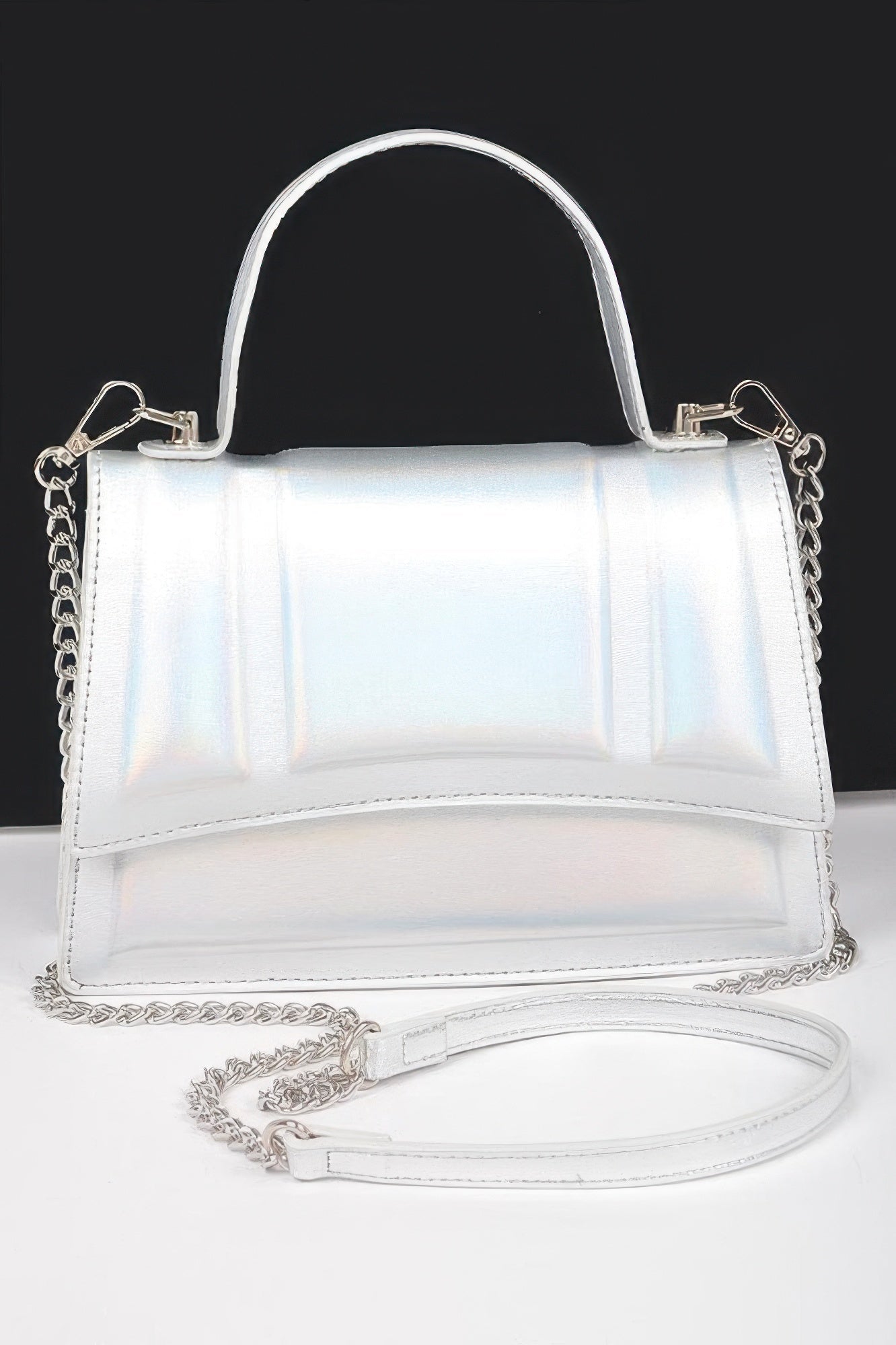 Metallic Top Handle Crossbody Bag