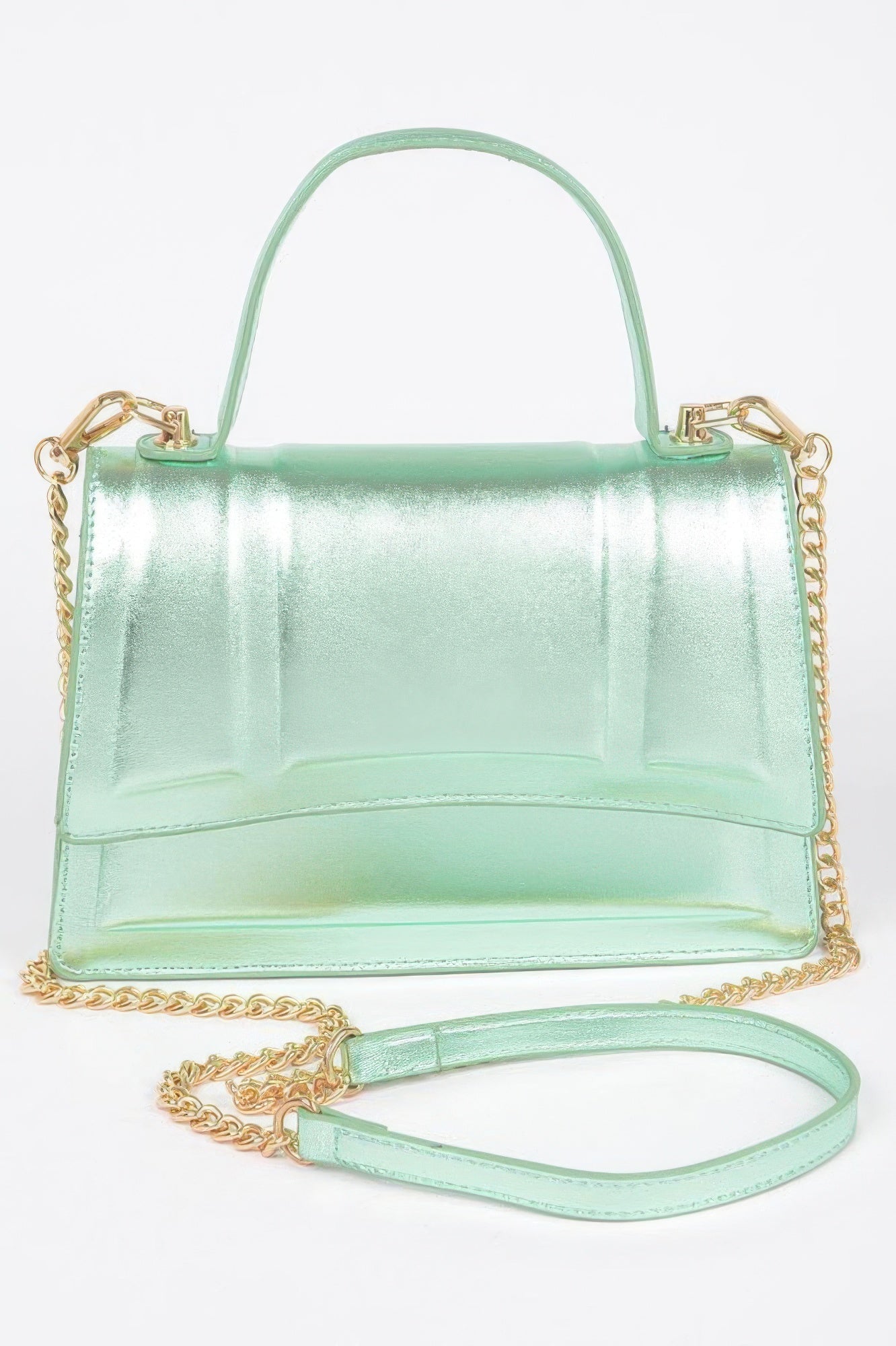 Metallic Top Handle Crossbody Bag