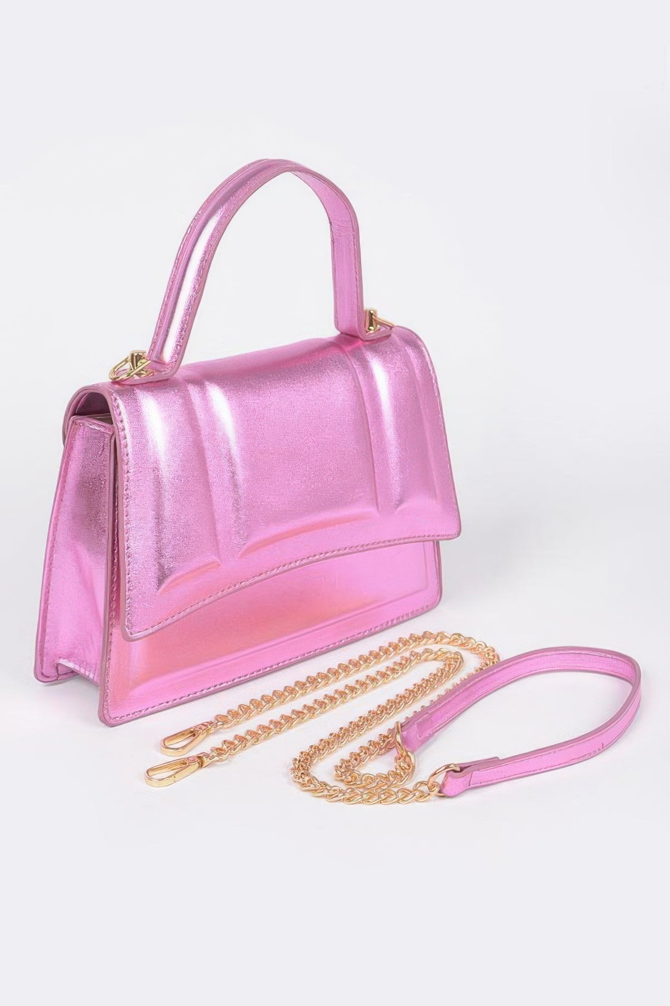 Metallic Top Handle Crossbody Bag