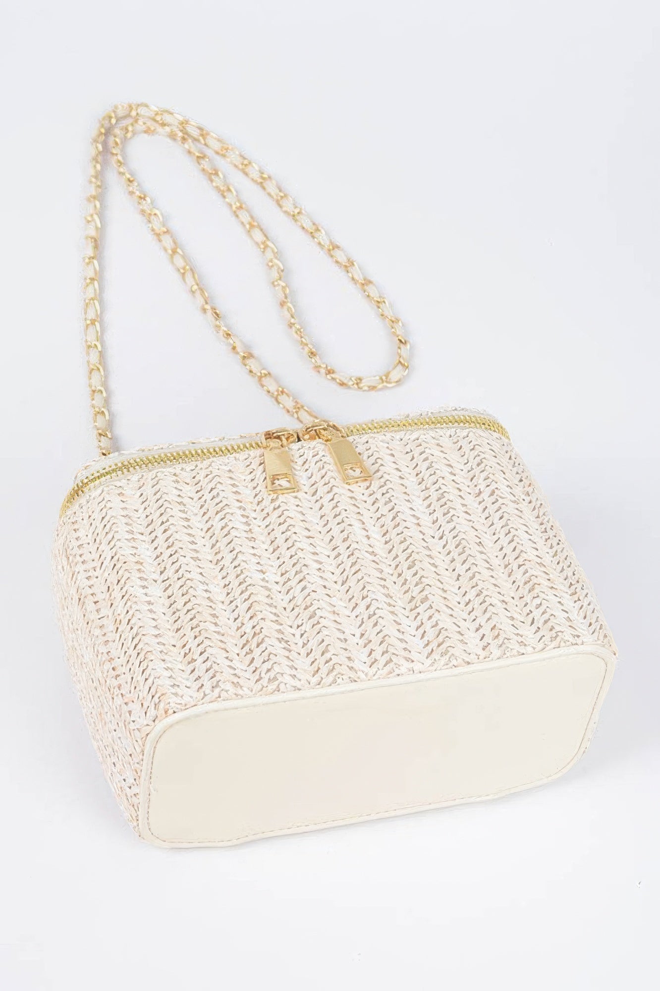Faux Straw Cosmetic Case Bag