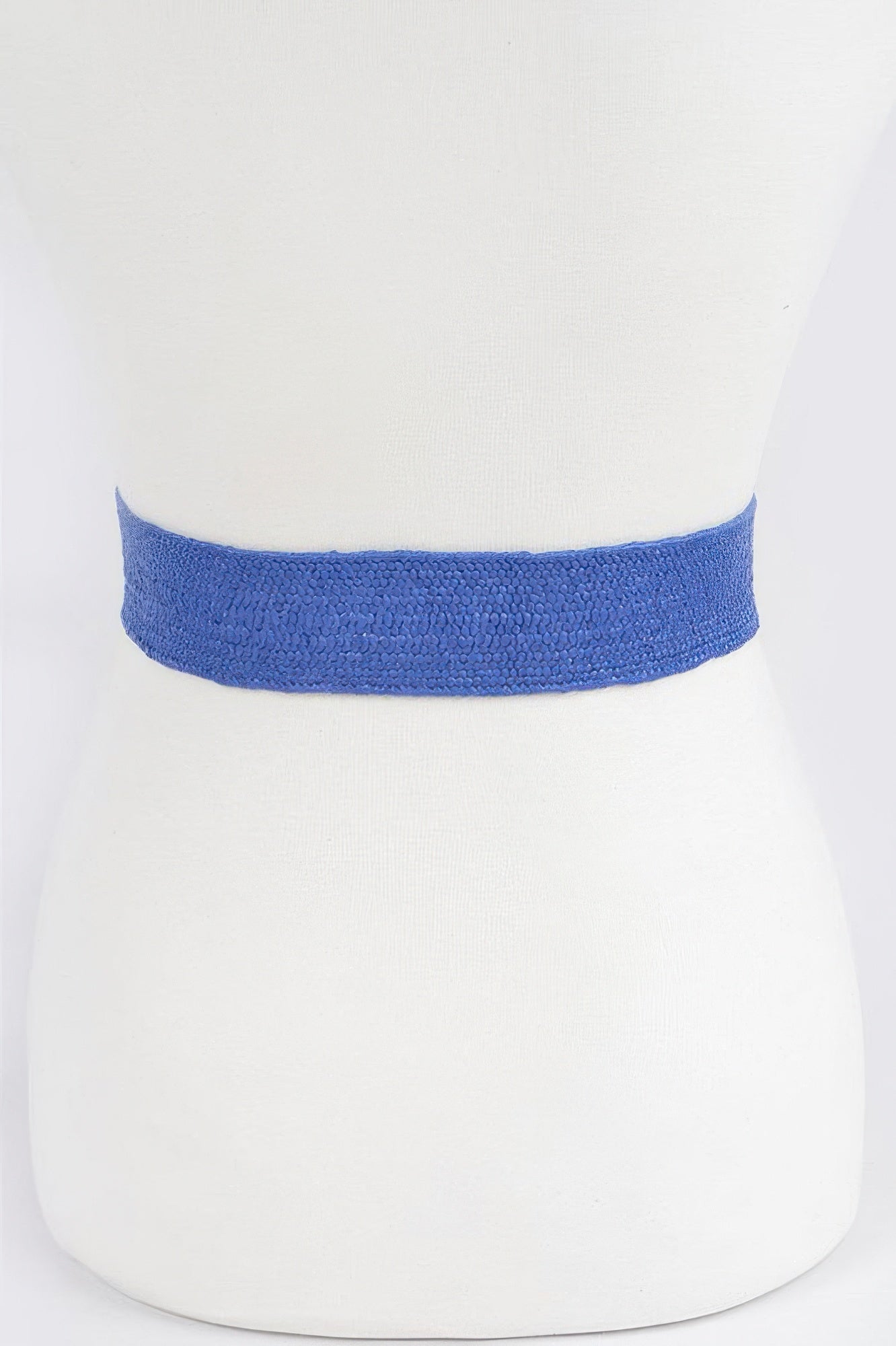 Faux Straw Two Buckle Elastic Belt