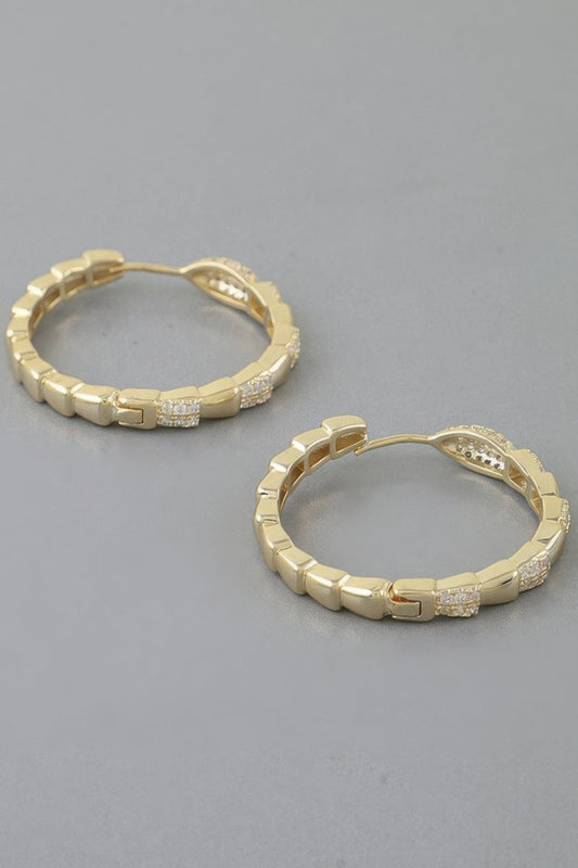 Bejeweled Snake Scale Hoop Earrings