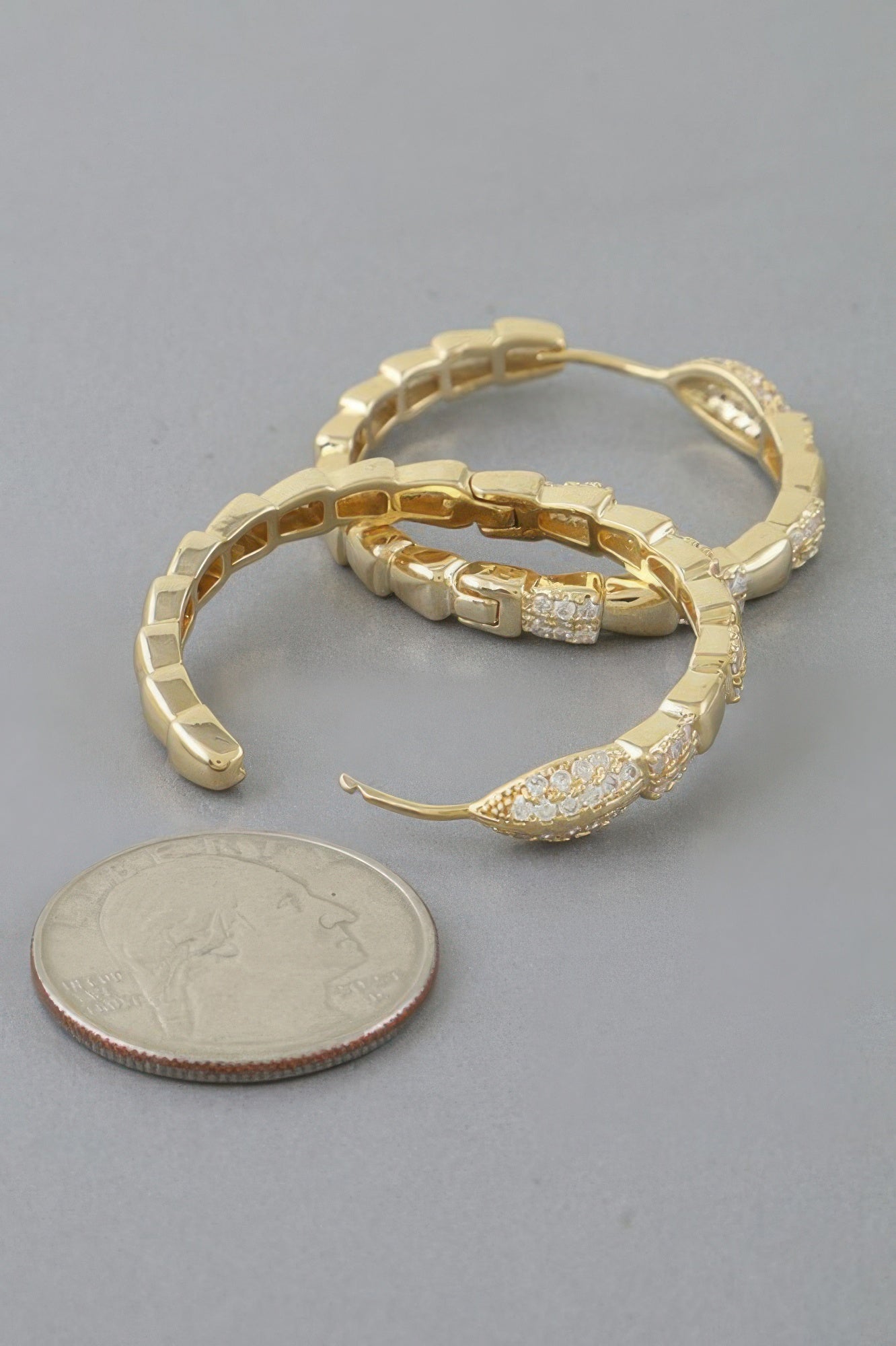 Bejeweled Snake Scale Hoop Earrings