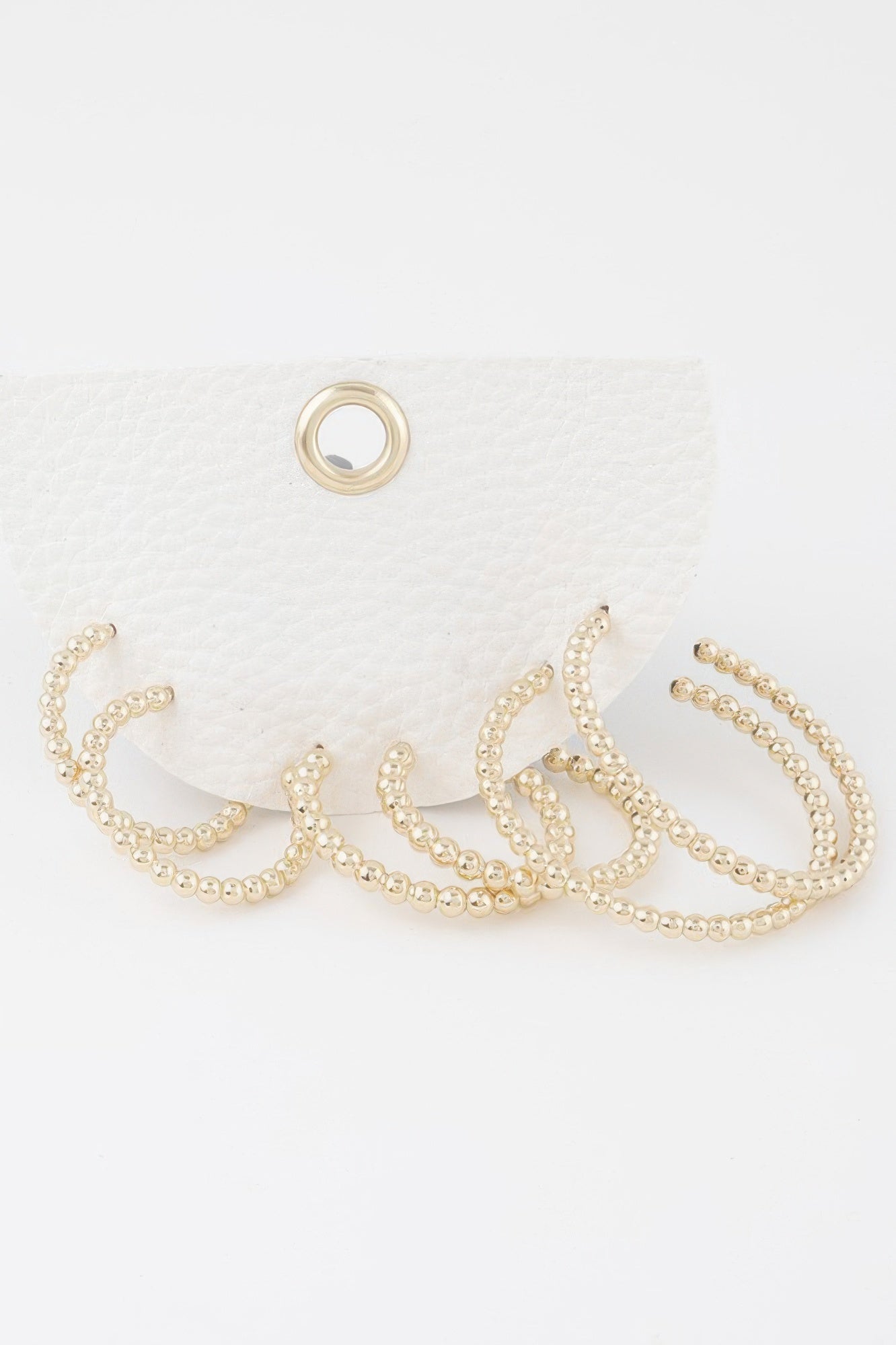 Pearl Bead Open Hoop Earrings Set