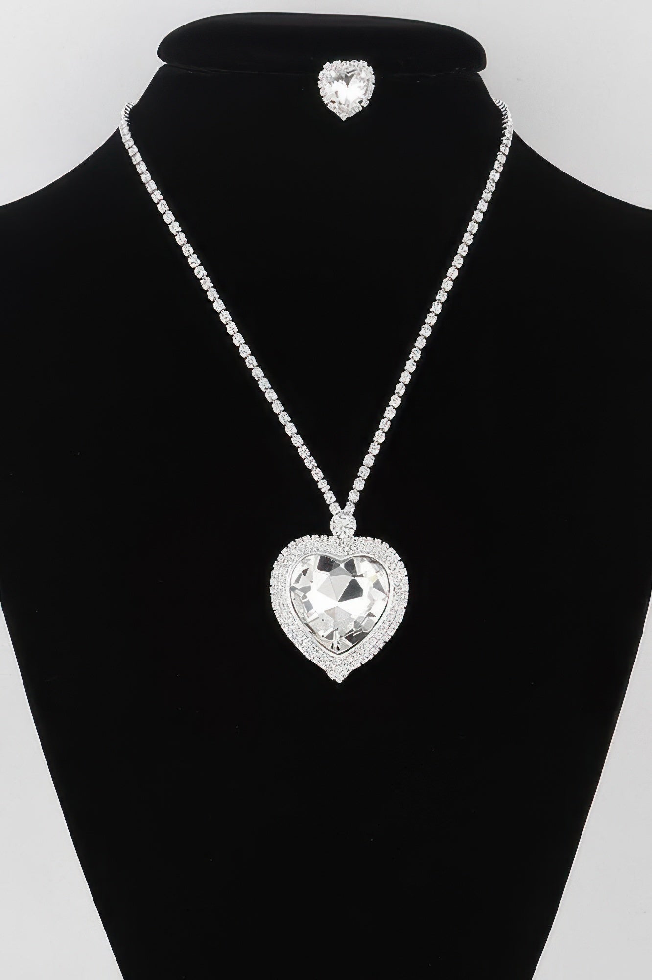 Jeweled Crystal Heart Necklace Set