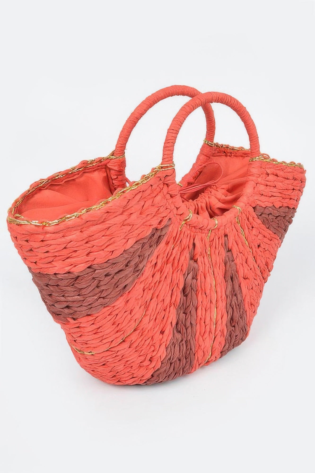 Two Tone Straw Tote Bag