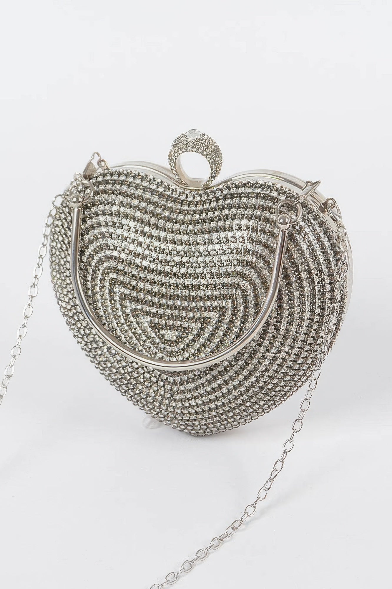 Rhinestone Heart Shape Party Clutch