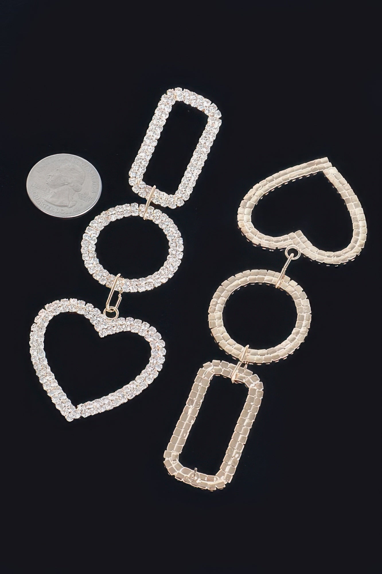 Multi Shape Rhinestone Danggle Earring