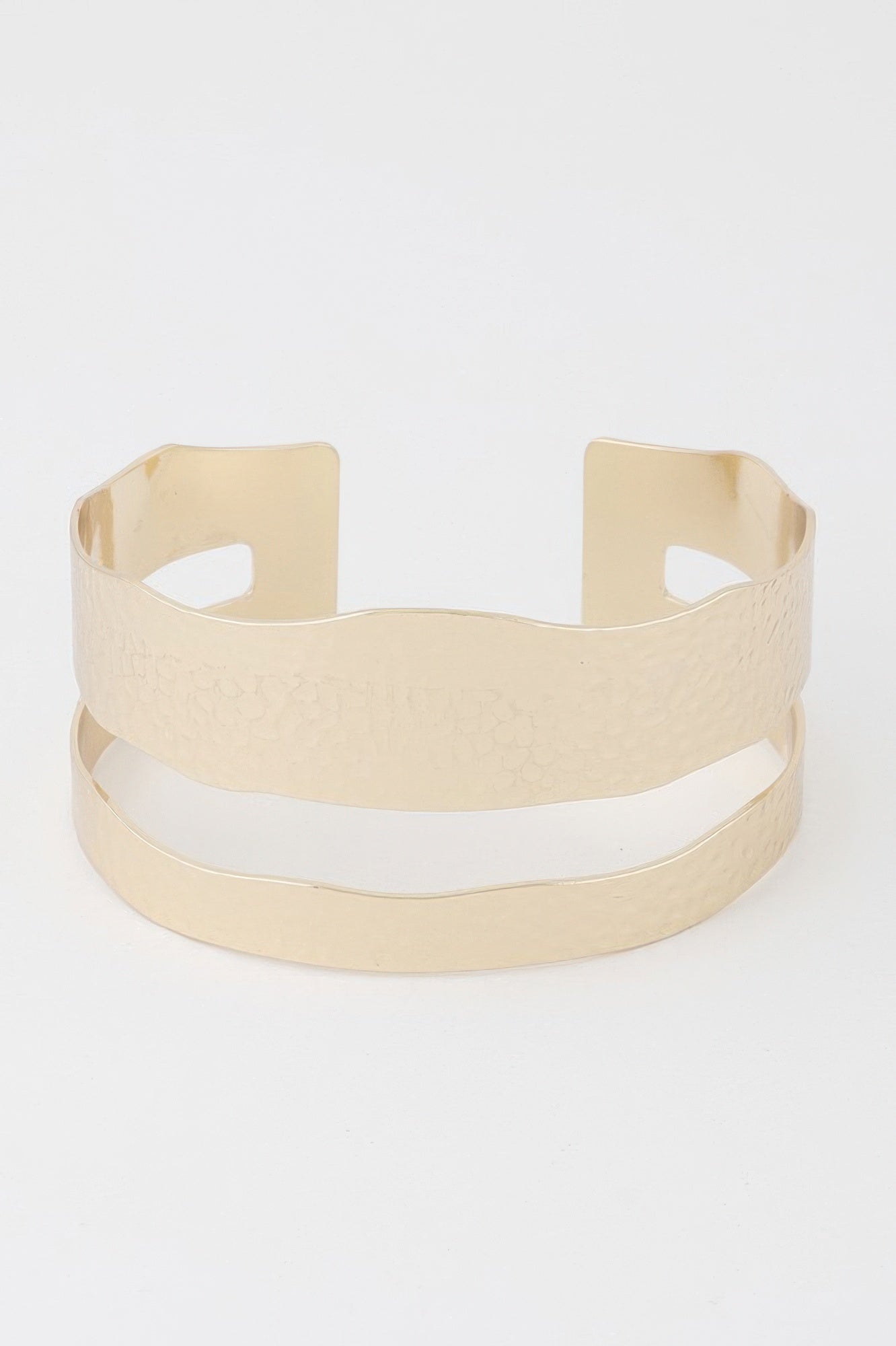 Double Hammered Open Cuff Bracelet