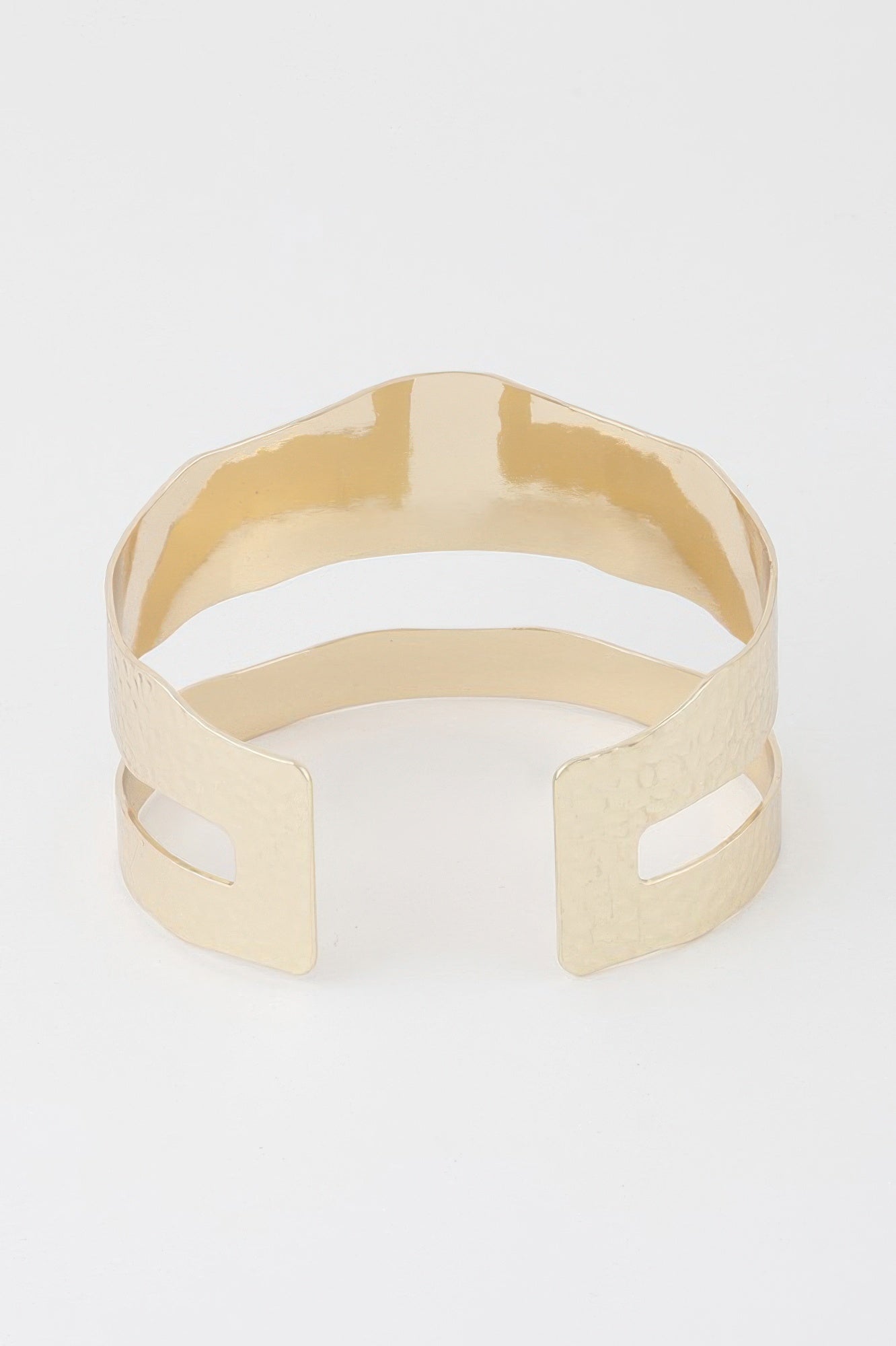 Double Hammered Open Cuff Bracelet