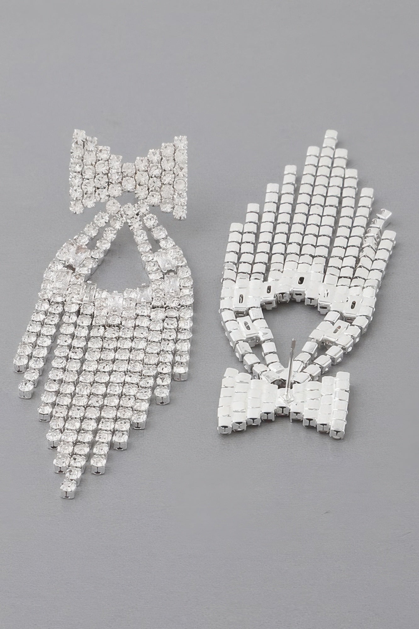 Rhinestone Ribbon Drop Earrings