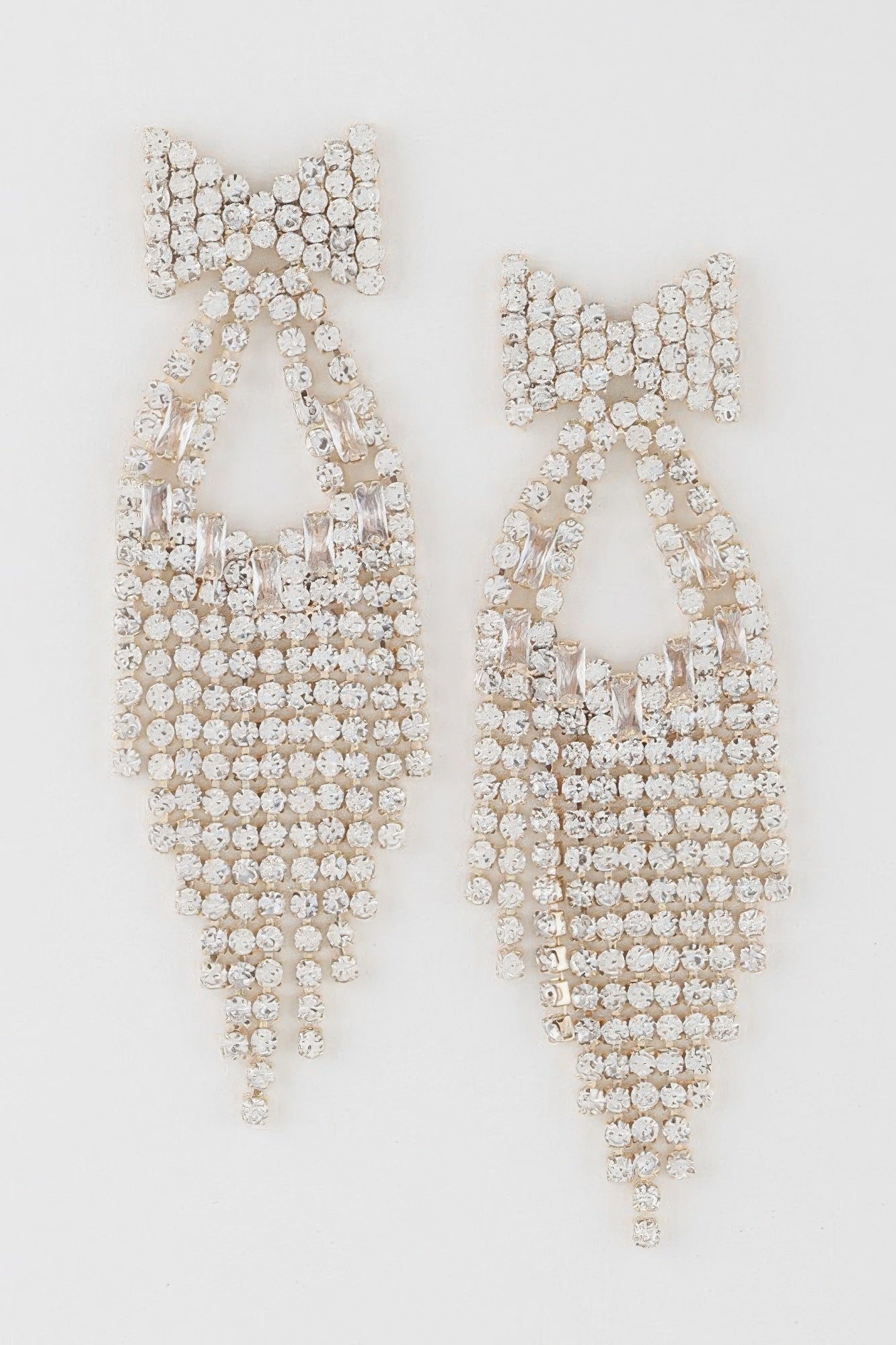 Rhinestone Ribbon Drop Earrings