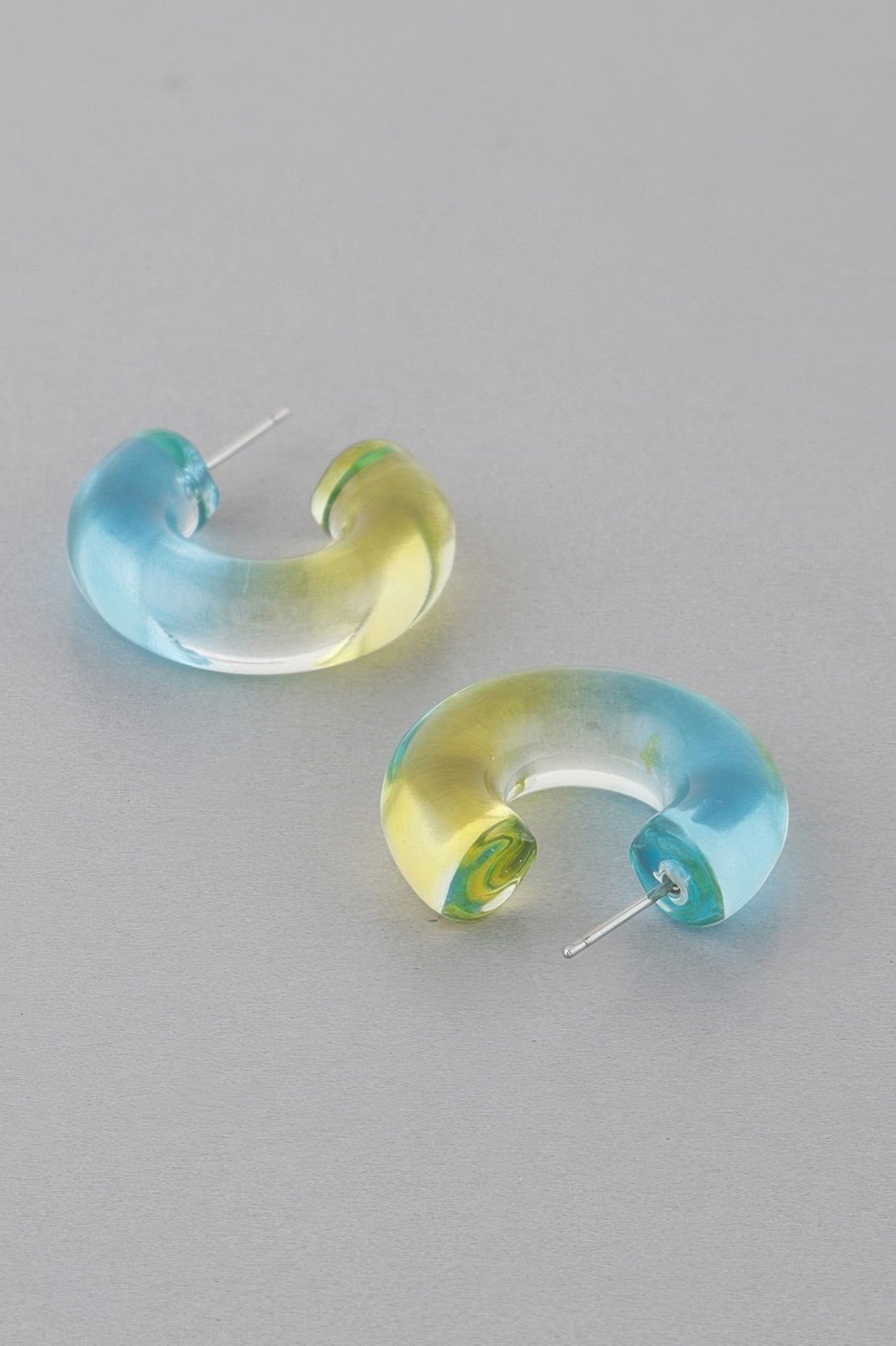 Two Toned Clear Hoop Earrings