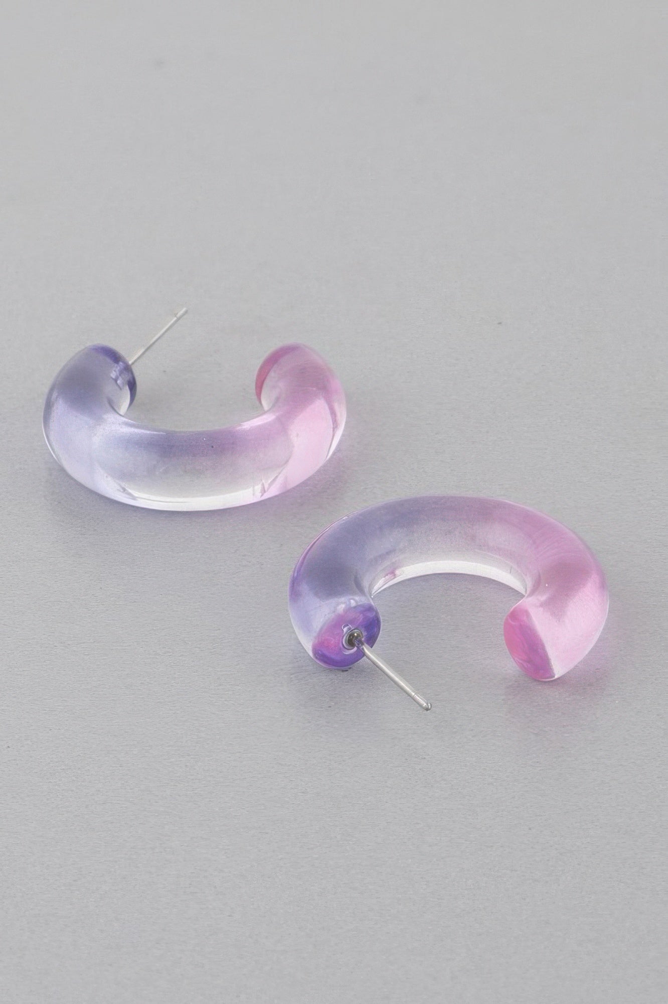 Two Toned Clear Hoop Earrings