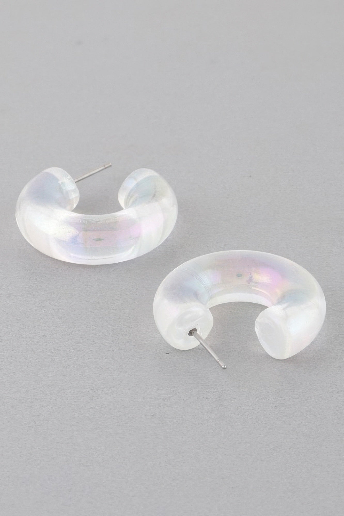 Two Toned Clear Hoop Earrings