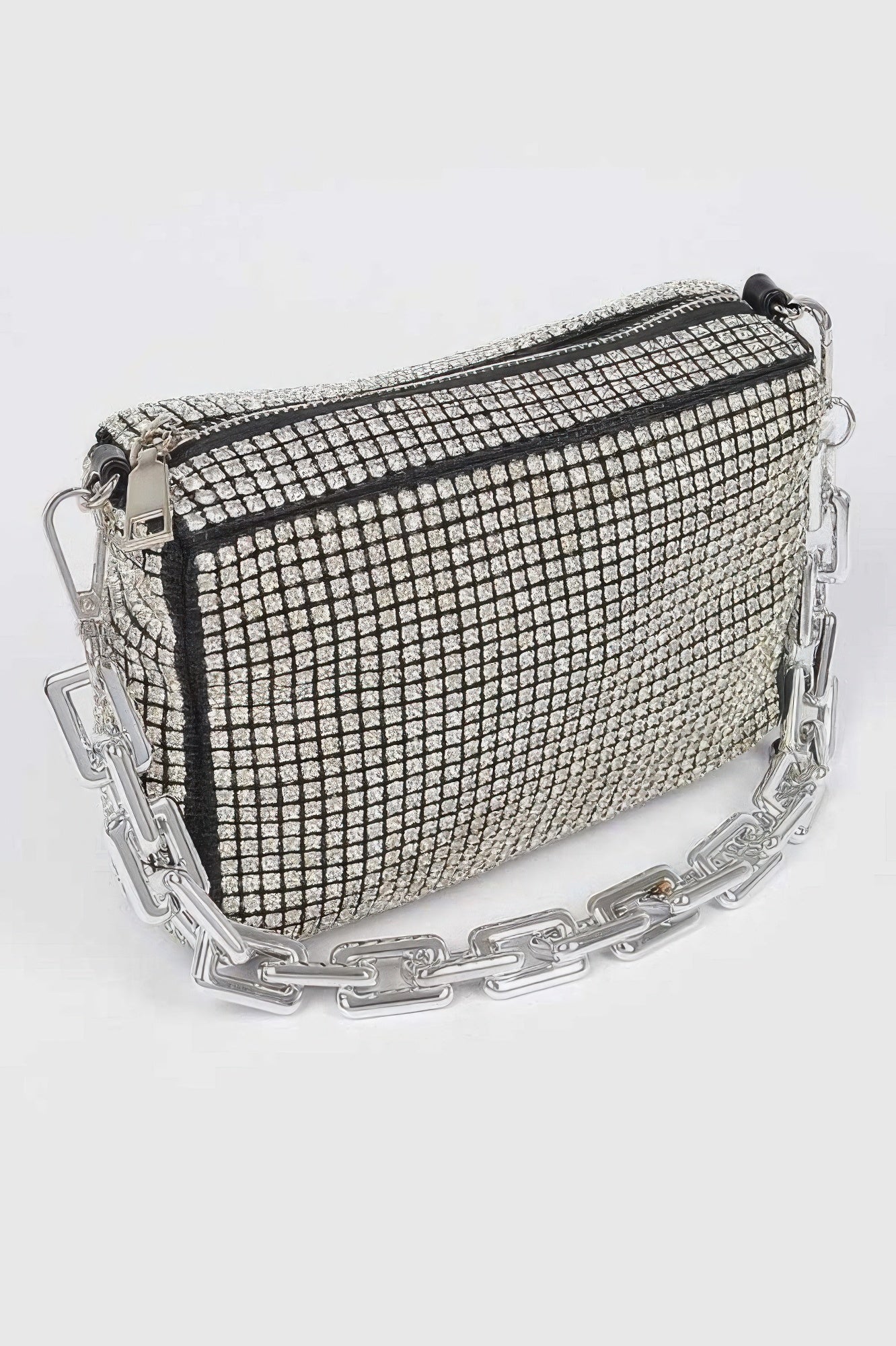 Oversized Rhinestone Bag W Link Chain