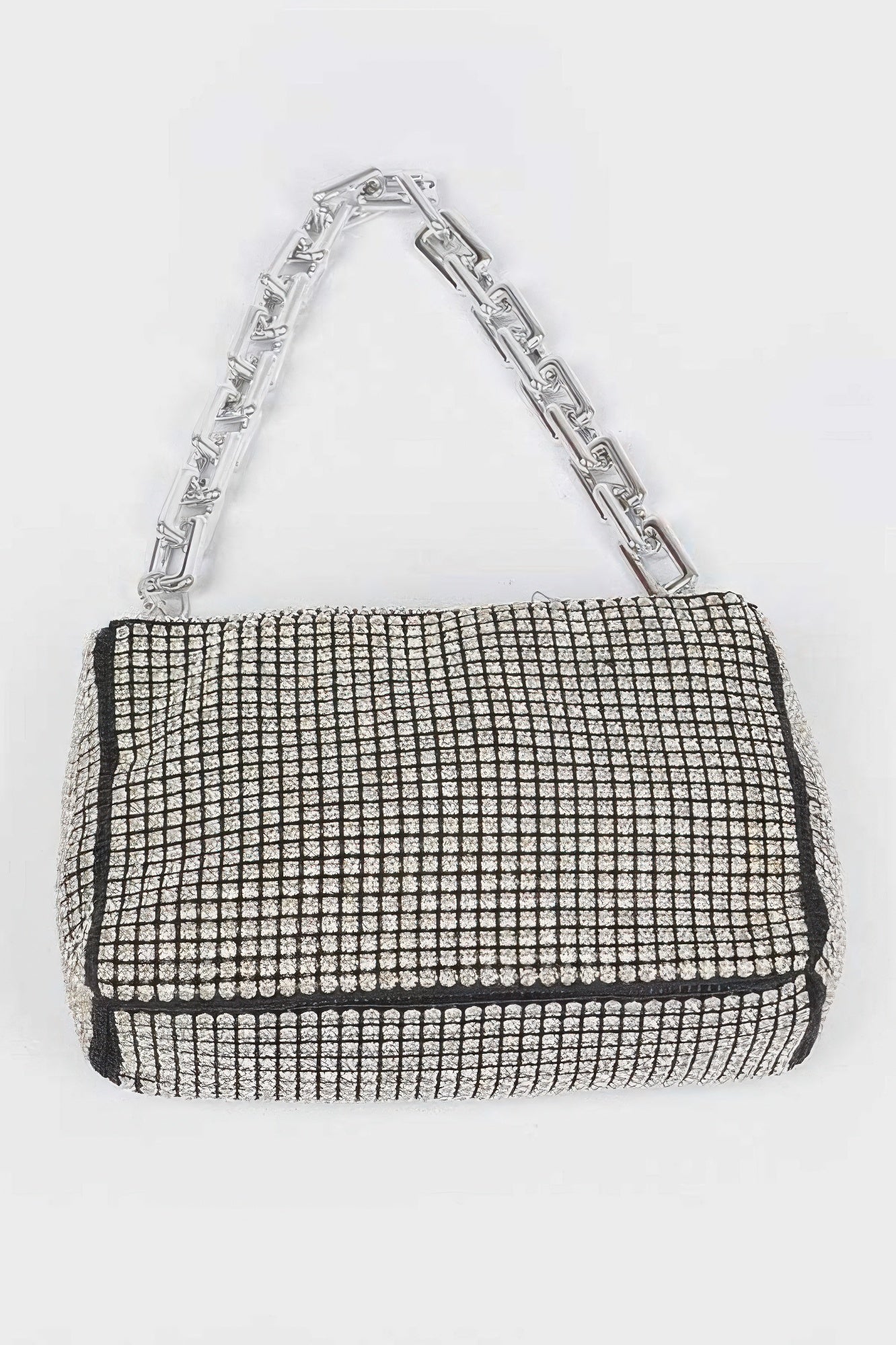 Oversized Rhinestone Bag W Link Chain