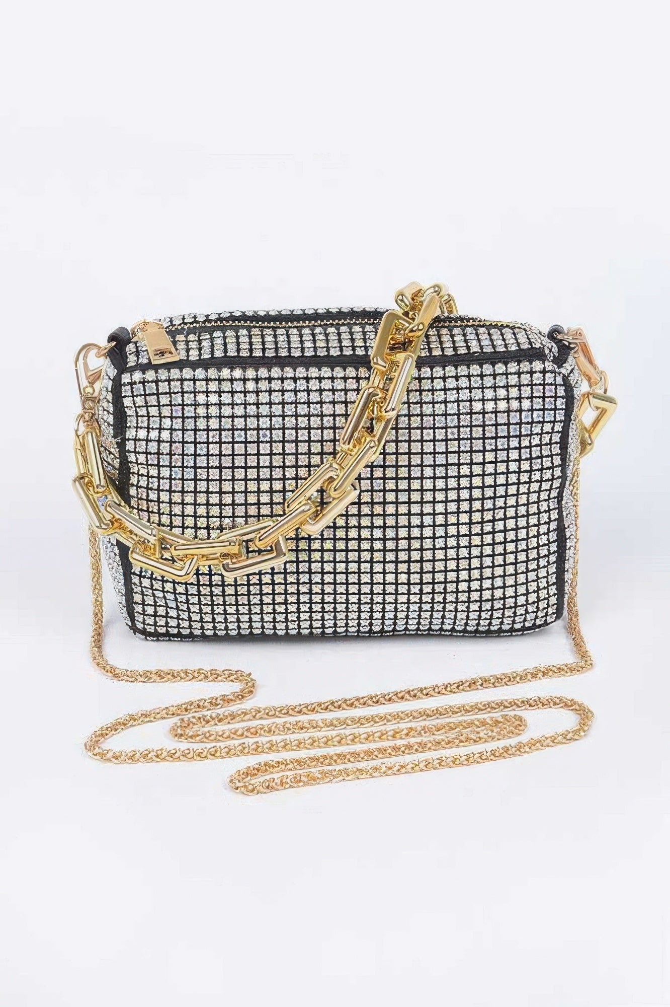 Oversized Rhinestone Bag W Link Chain
