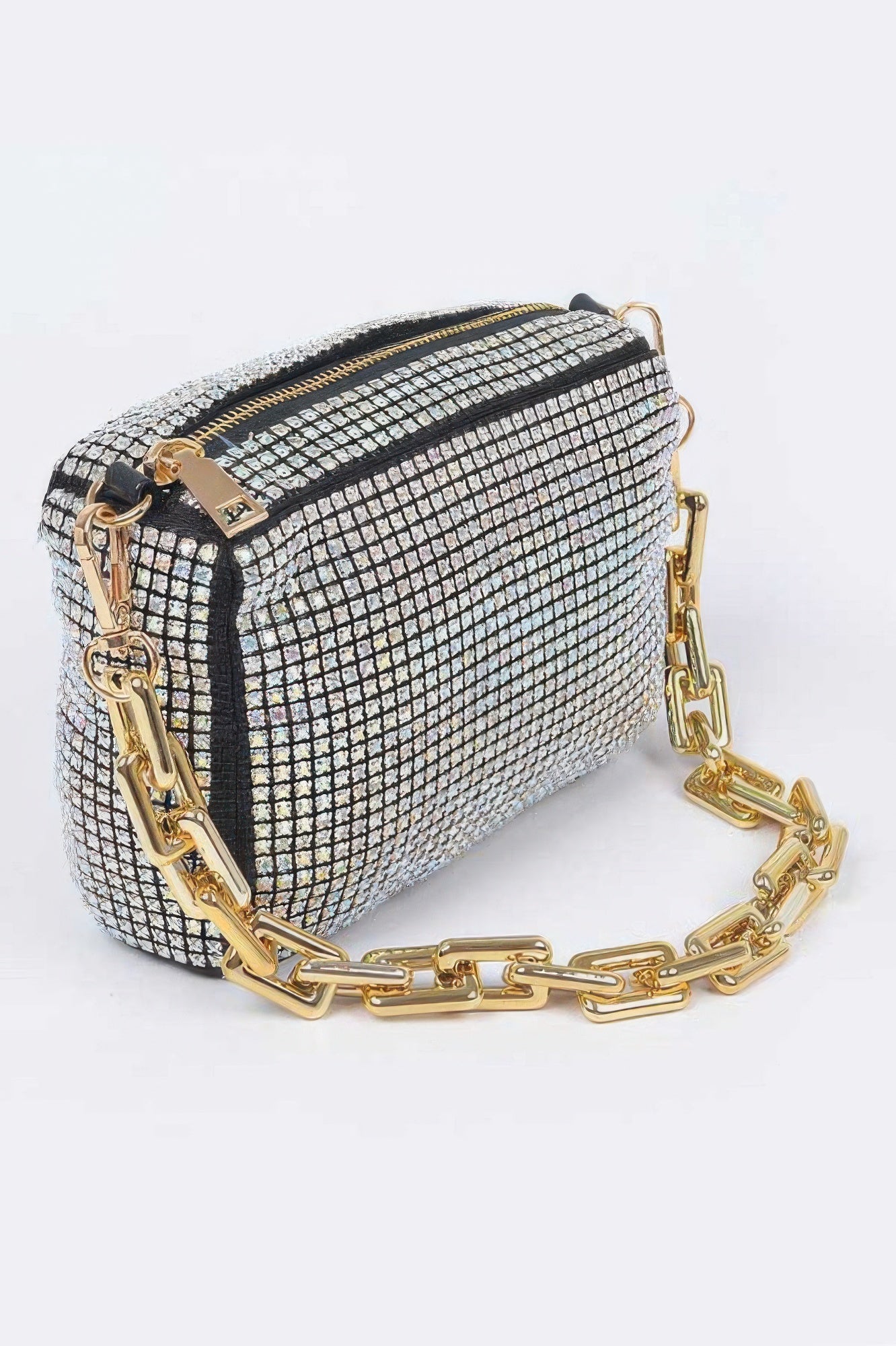 Oversized Rhinestone Bag W Link Chain