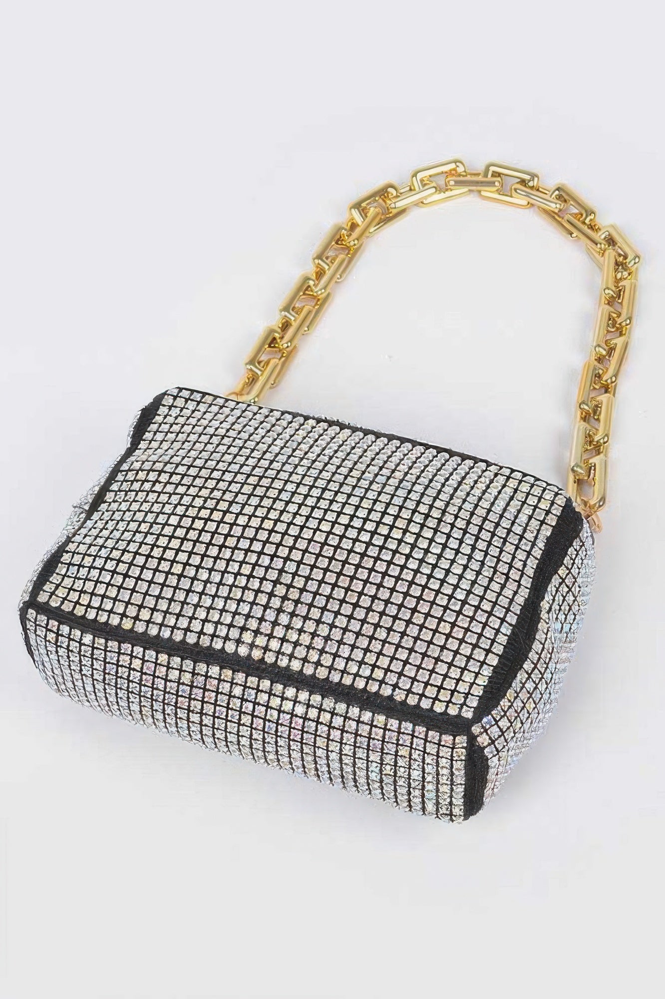Oversized Rhinestone Bag W Link Chain