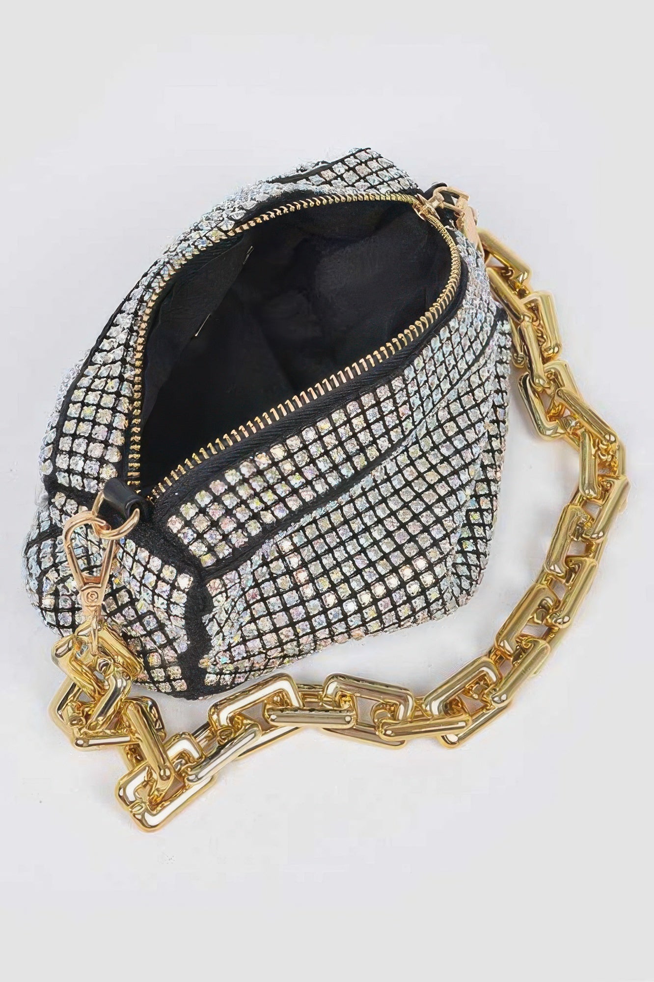 Oversized Rhinestone Bag W Link Chain