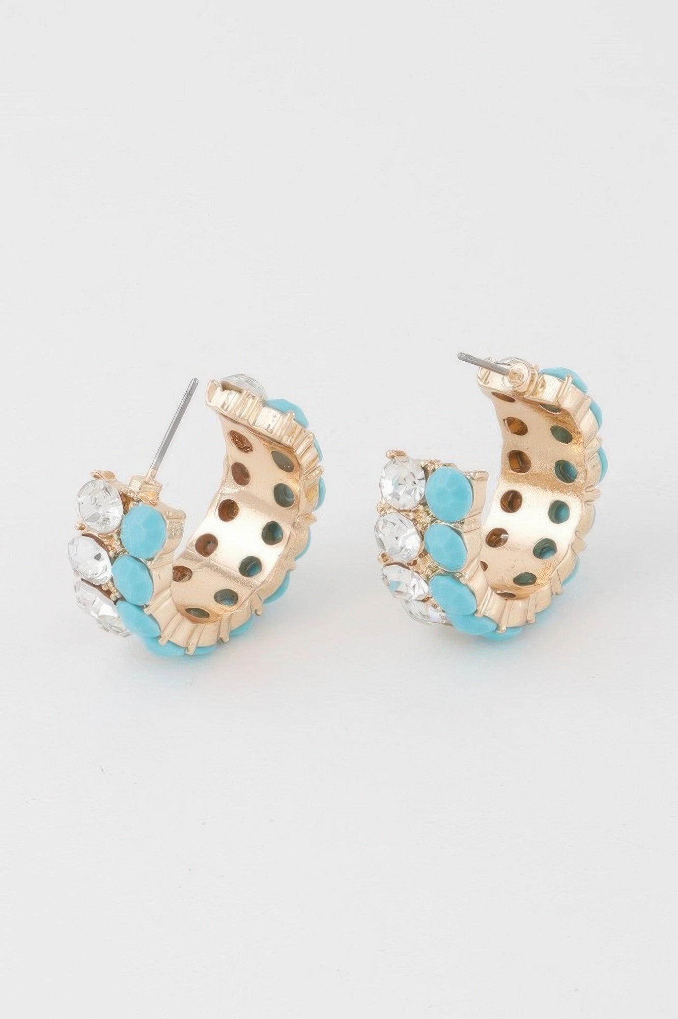 Double Jewel Stone Hoop Earrings