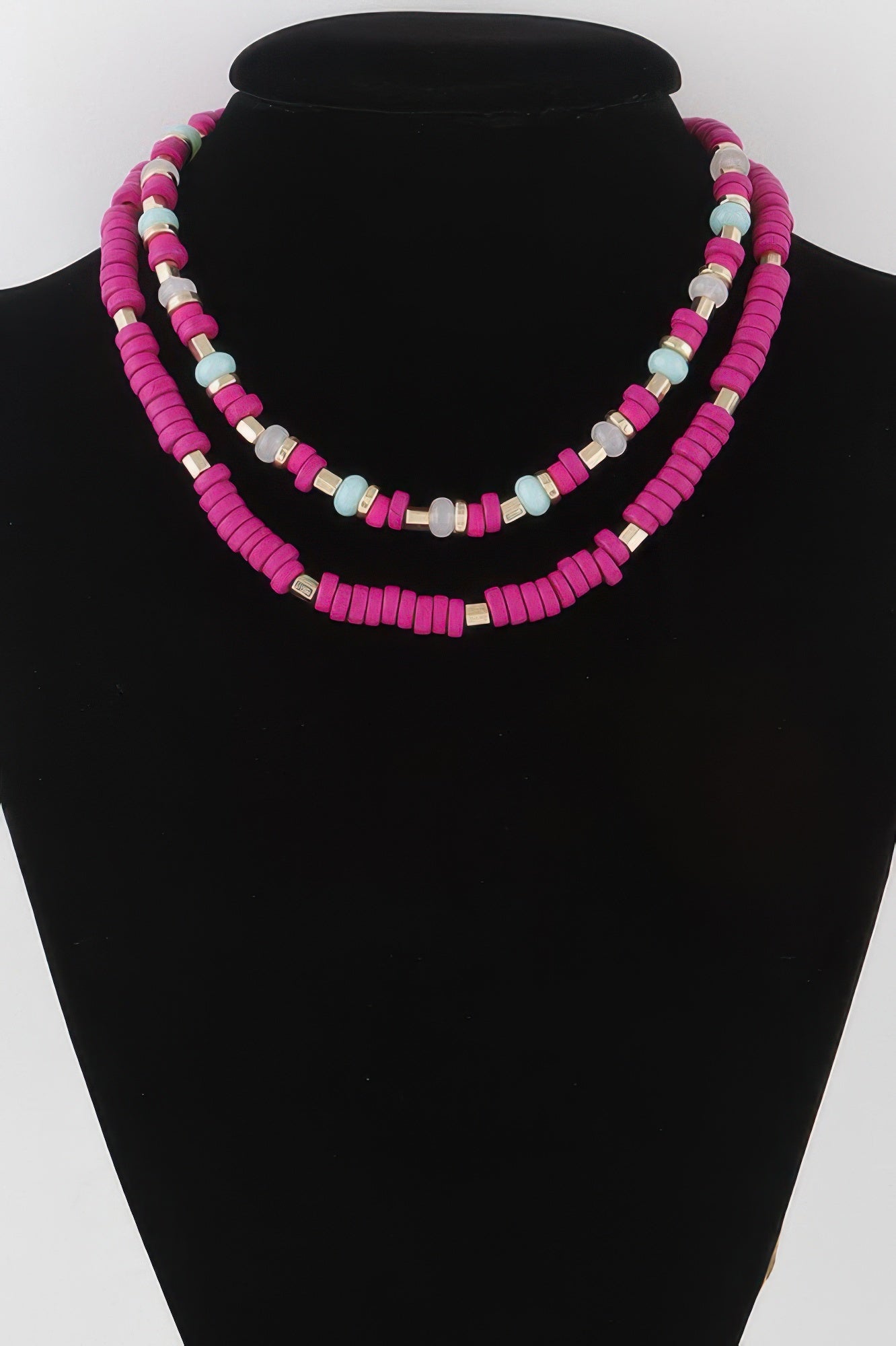 Two Toned Layered Disk Necklace