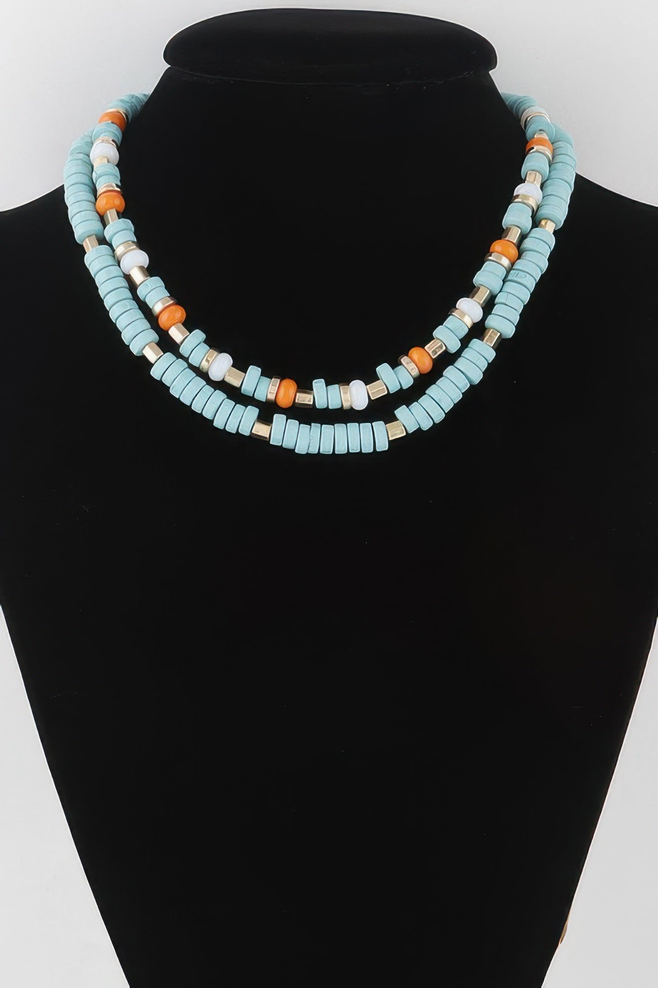Two Toned Layered Disk Necklace