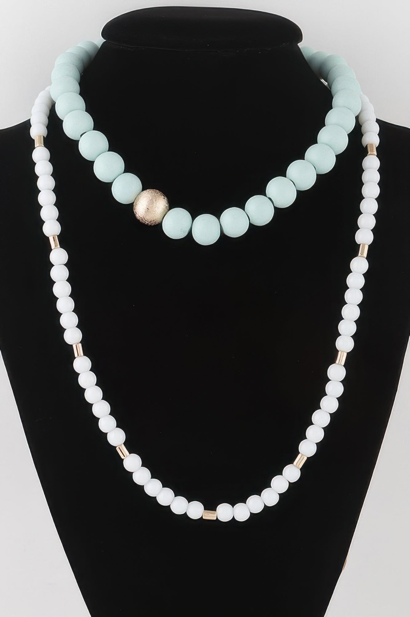 Two Toned Beaded Long Necklace