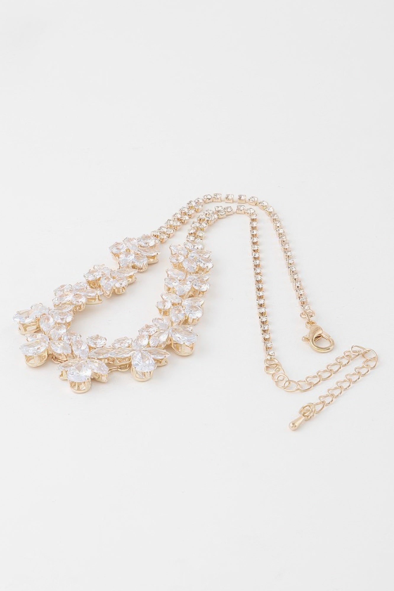 Double Crystal Flower Charm Necklace