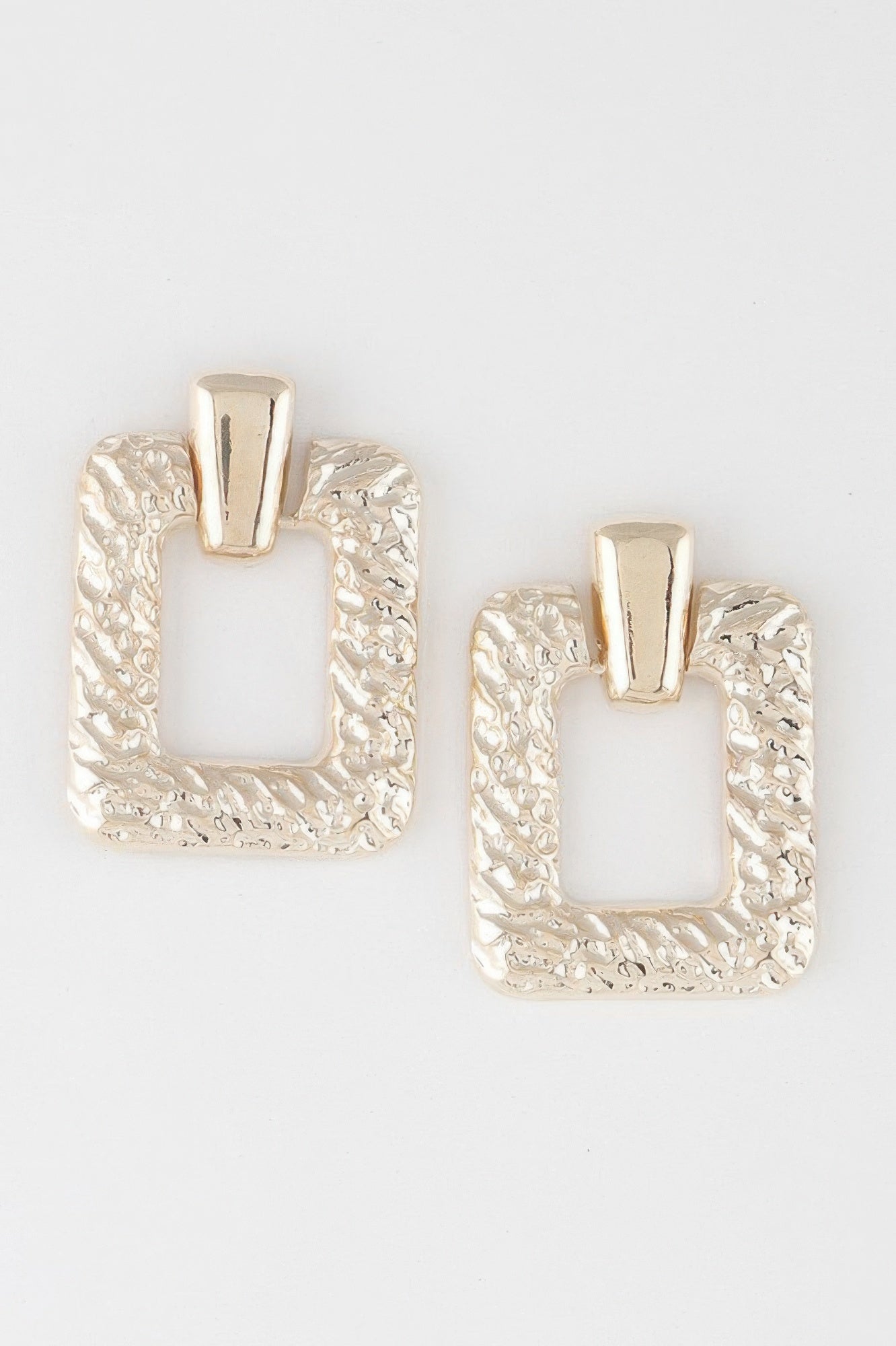 Hammered Frame Cut Earrings