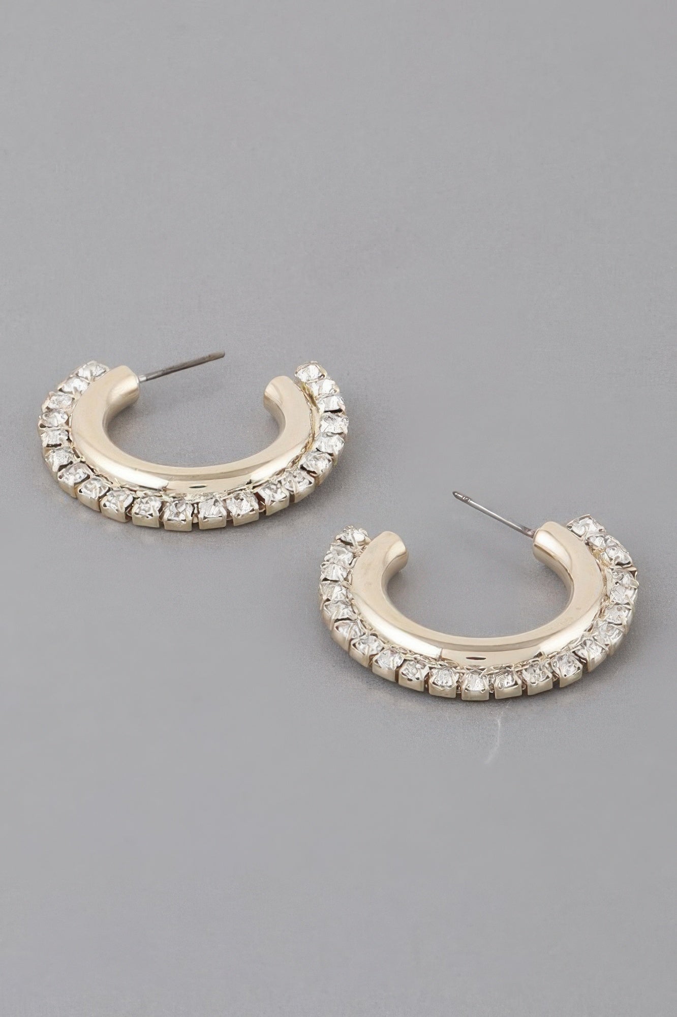 Rhinestone Lined Hoop Earrings