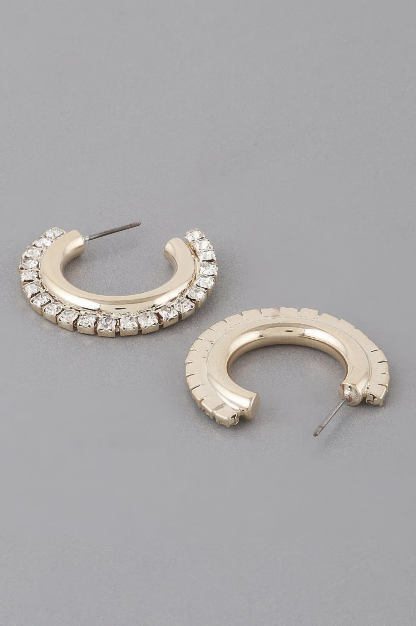 Rhinestone Lined Hoop Earrings