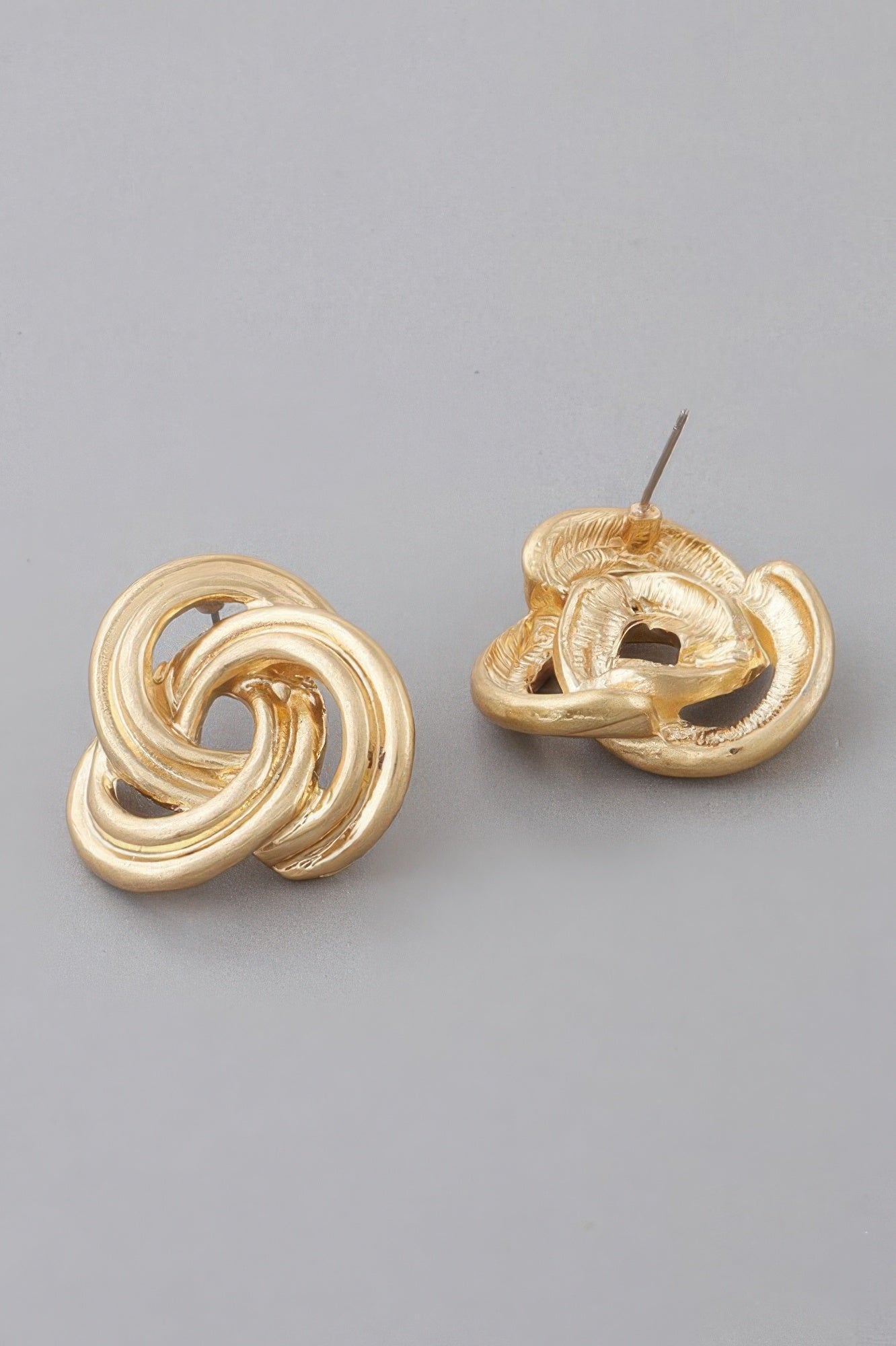 Triple Lined Knot Stud Earrings