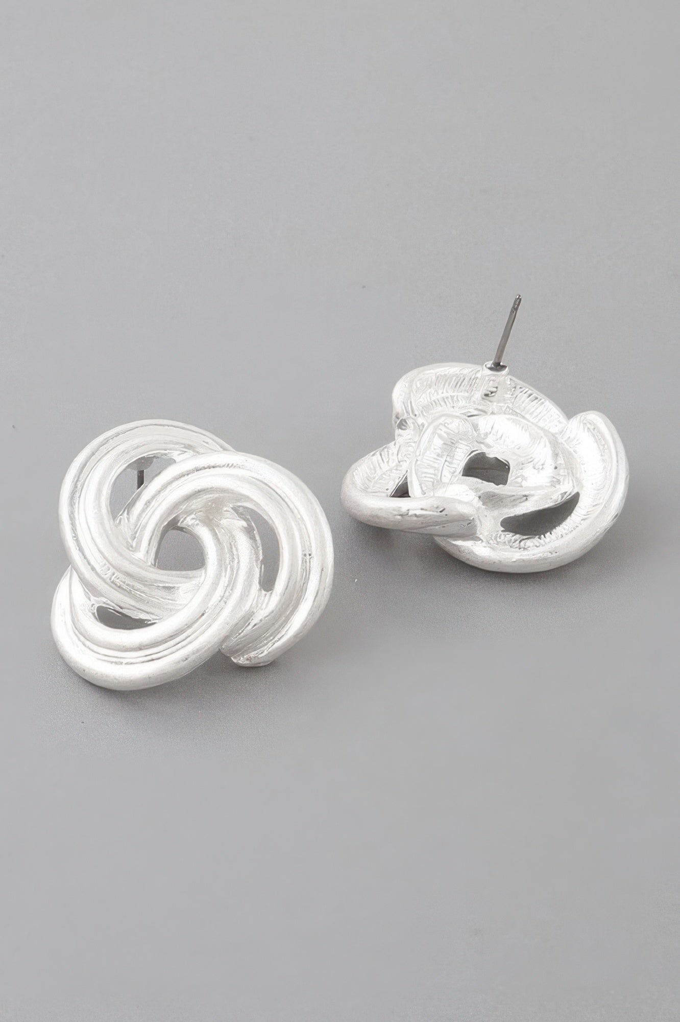 Triple Lined Knot Stud Earrings