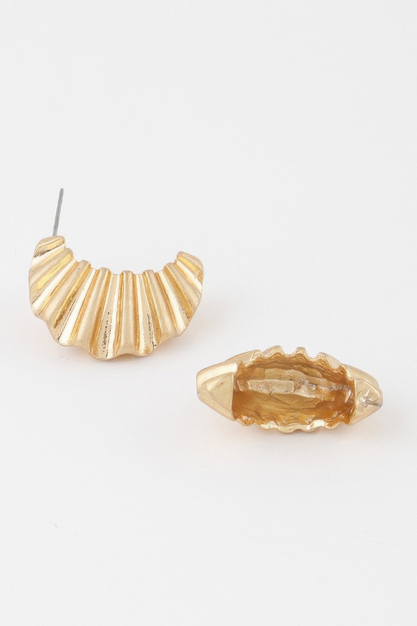 Crinkle Crescent Stud Earrings