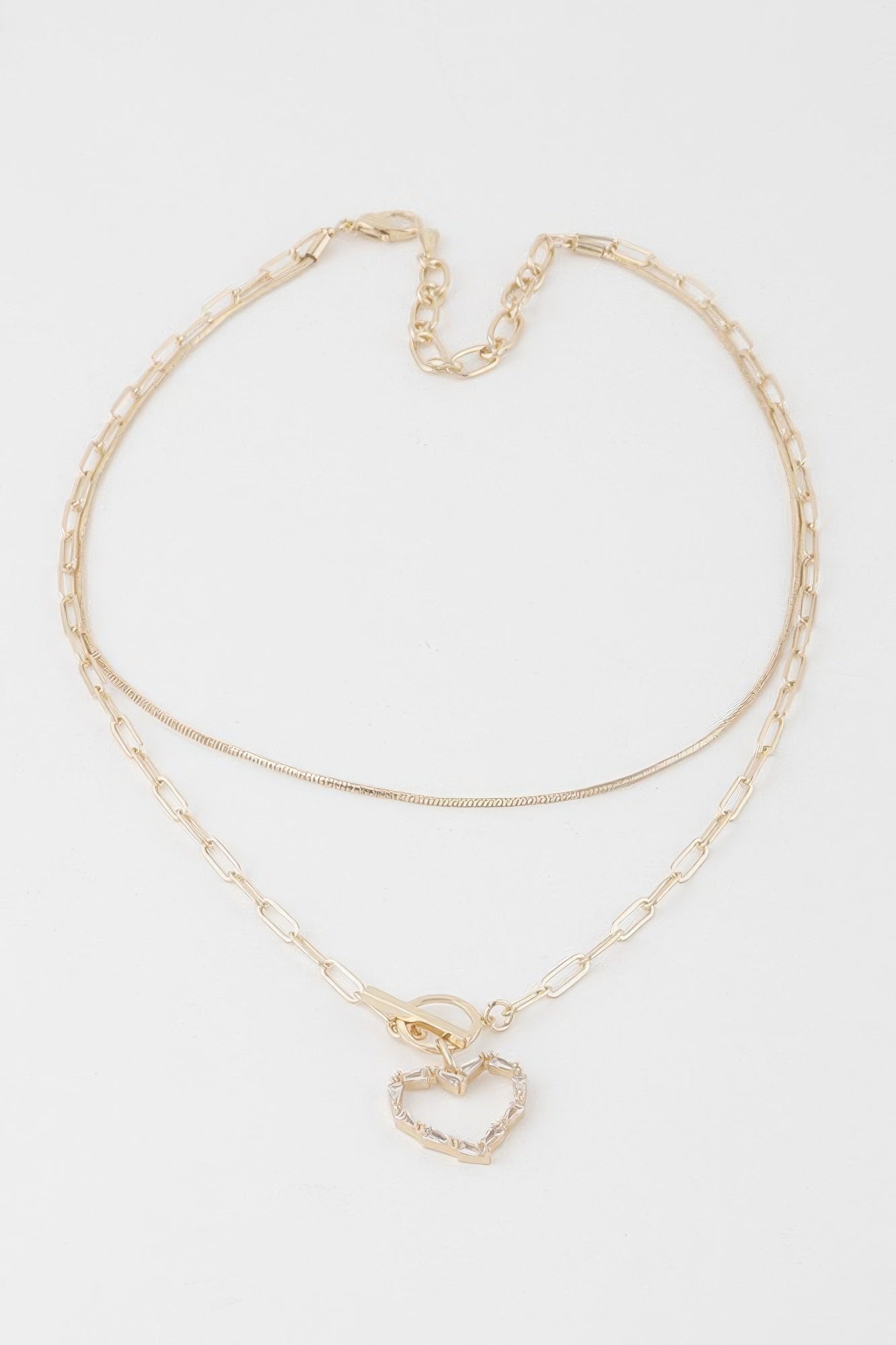Double Heart Toggle Chain Necklace