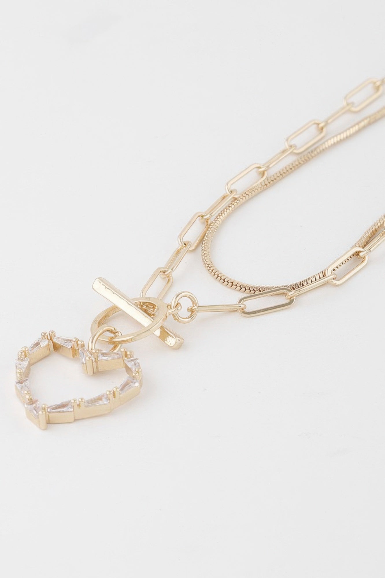 Double Heart Toggle Chain Necklace
