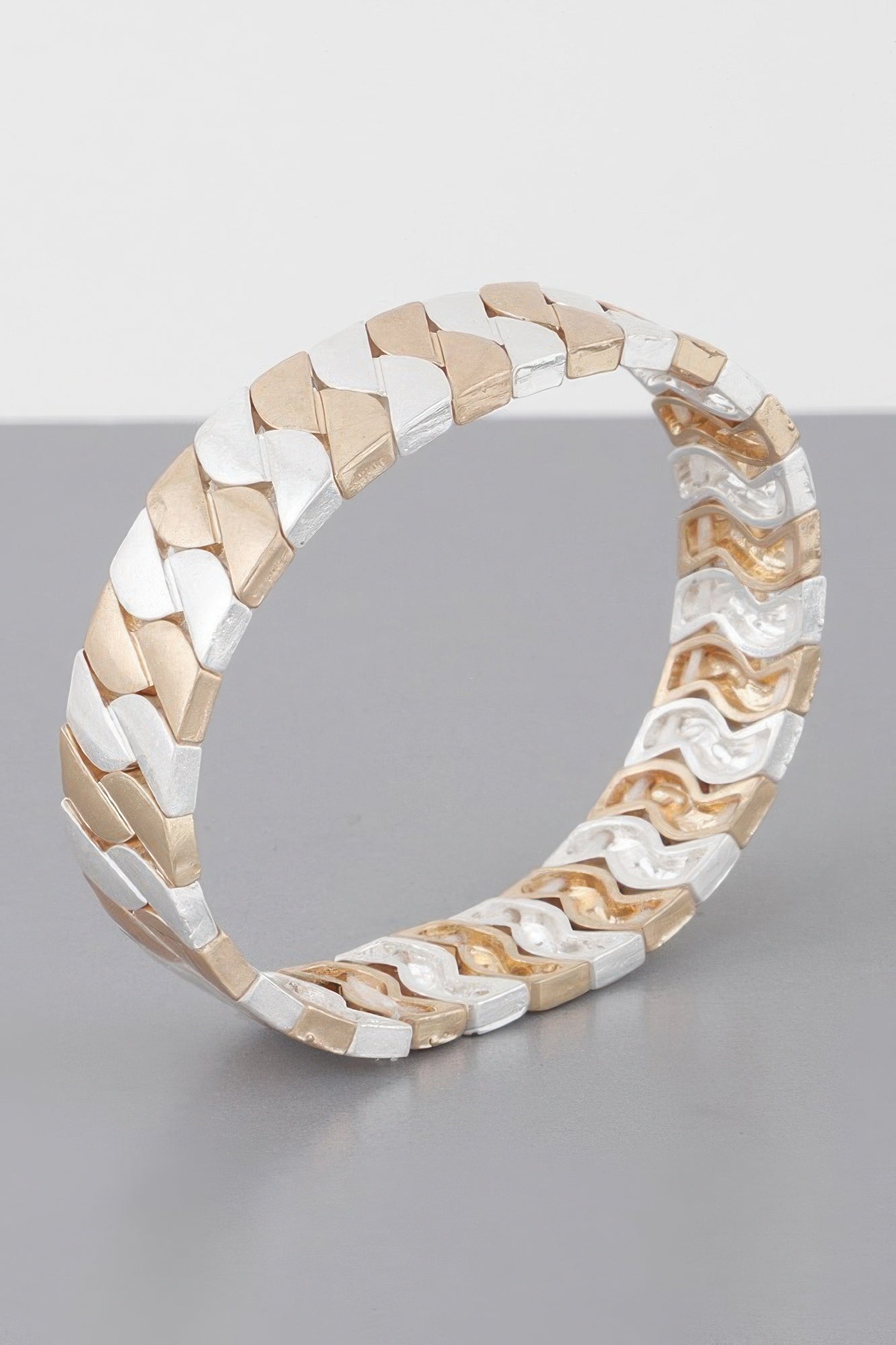 Two Toned Curb Chain Cuff Bracelet