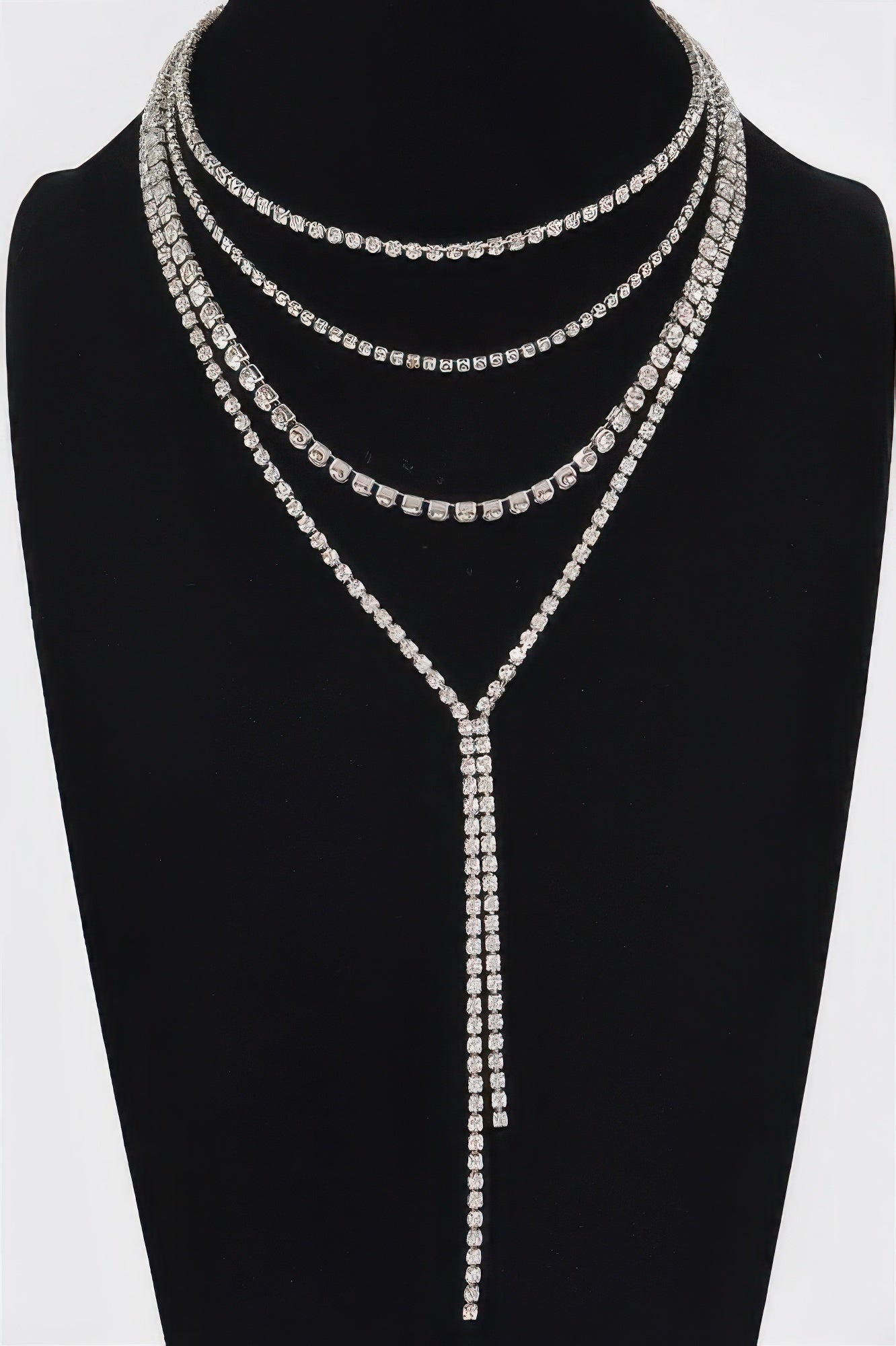 Multi-layered Rhinestone Long Necklace