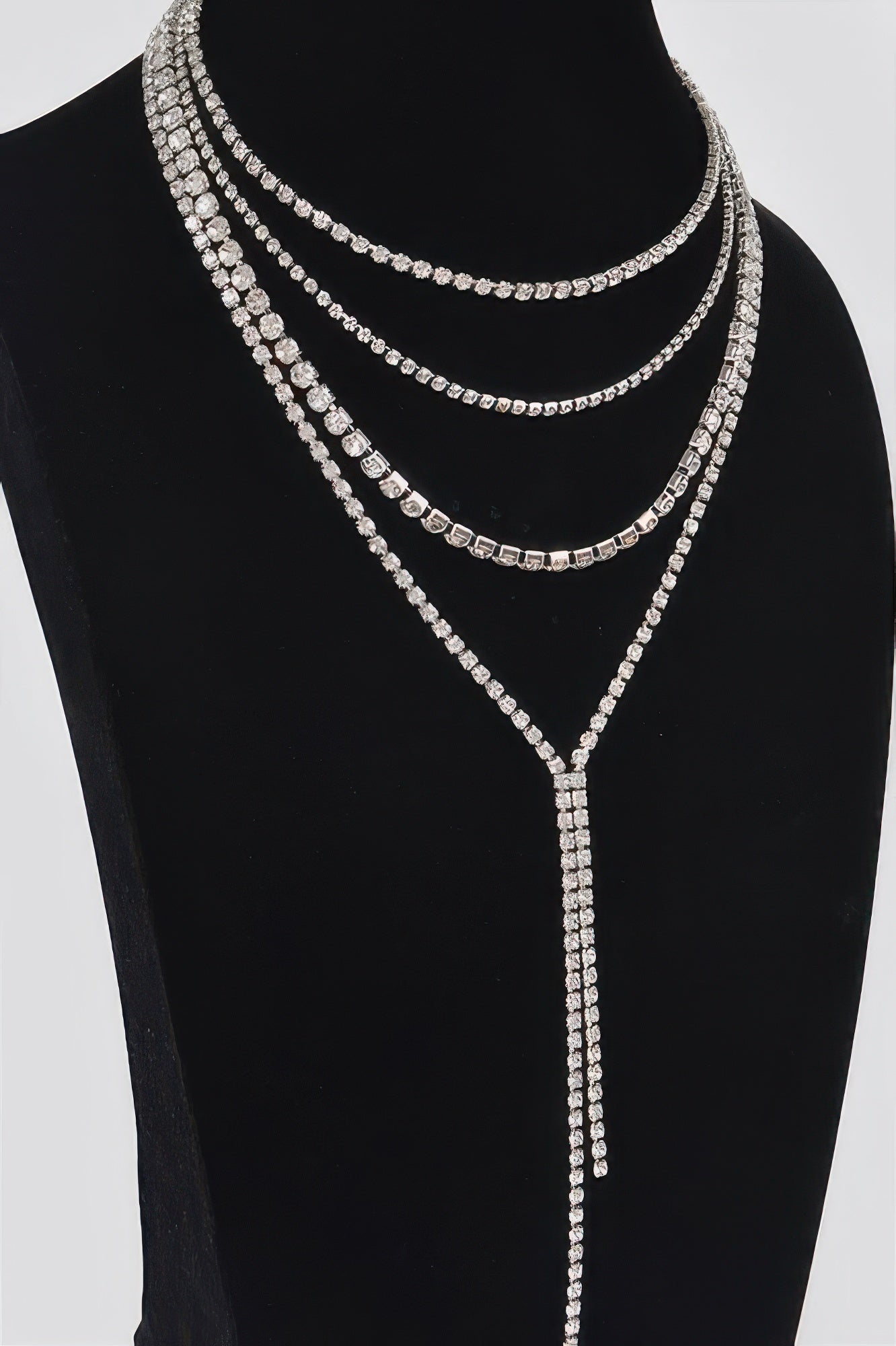 Multi-layered Rhinestone Long Necklace