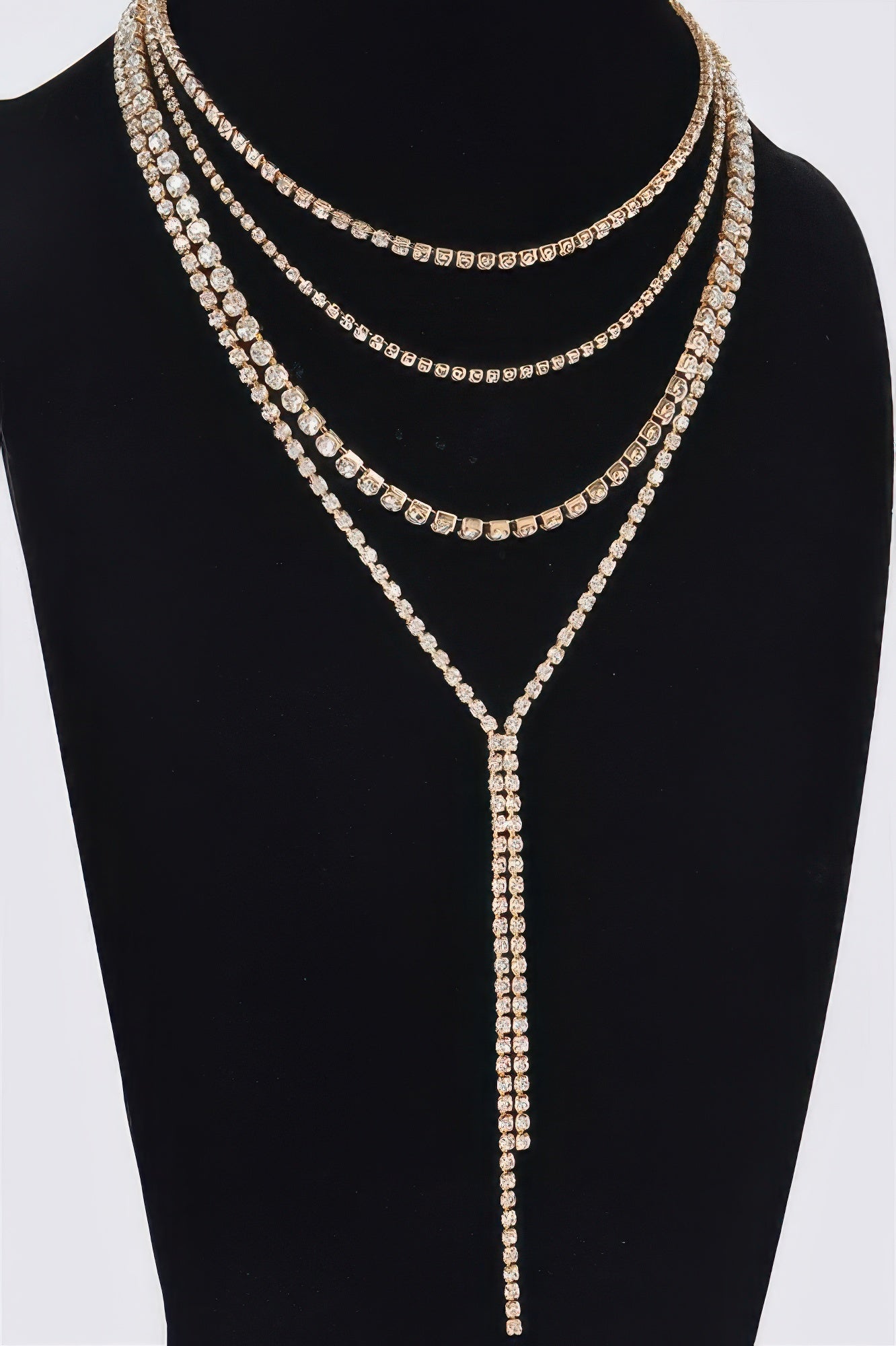 Multi-layered Rhinestone Long Necklace
