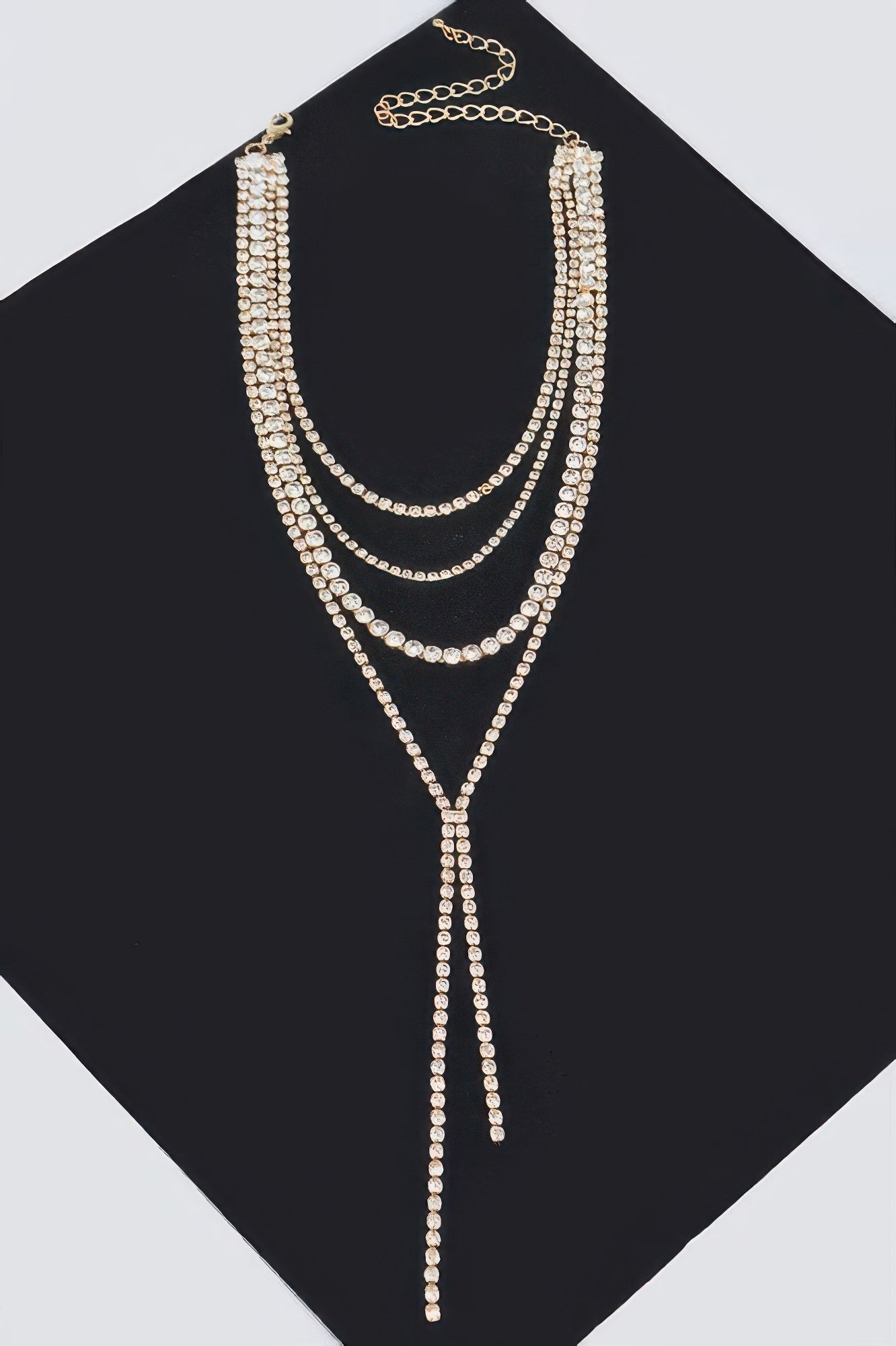 Multi-layered Rhinestone Long Necklace