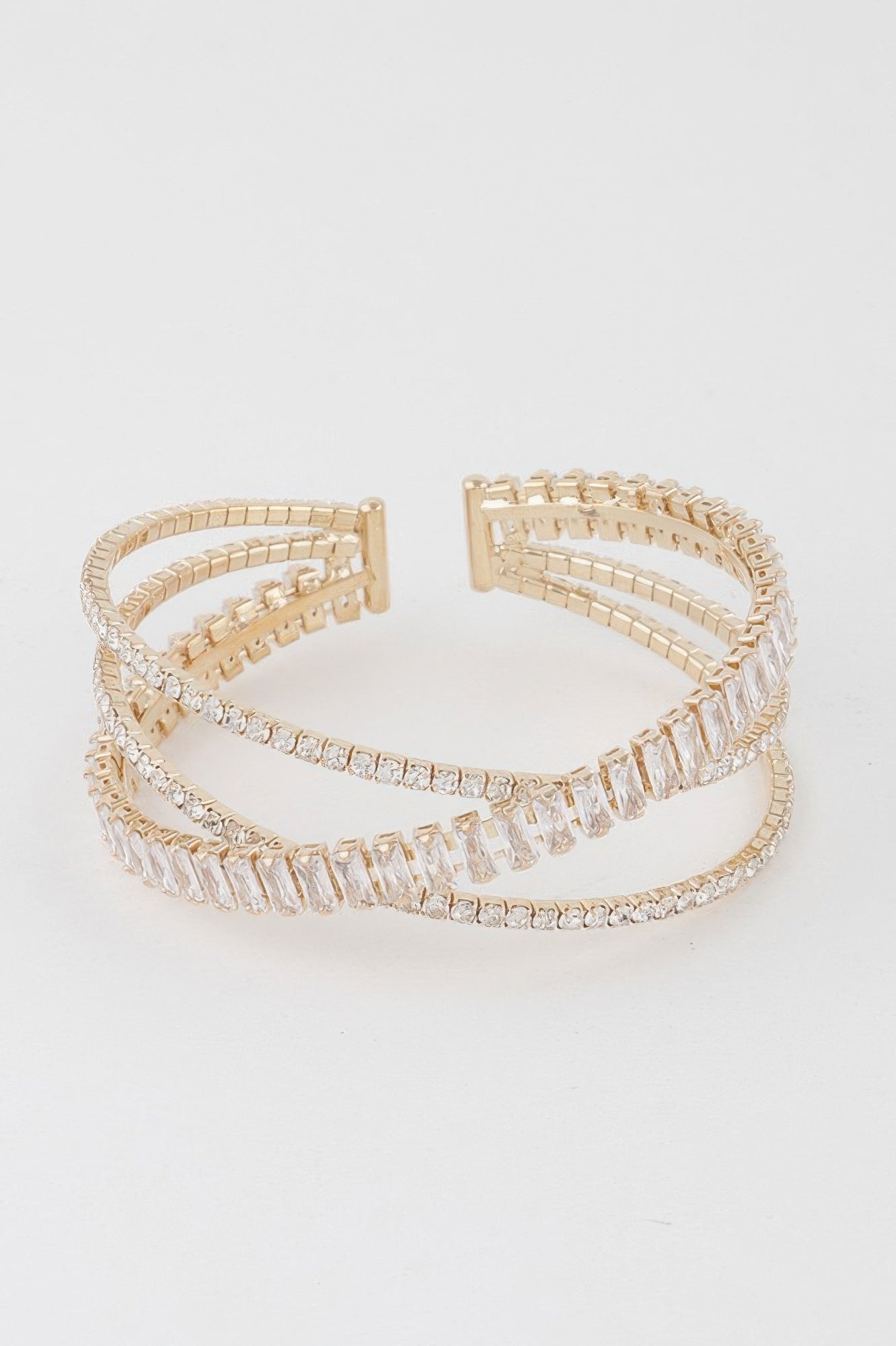 Triple Crystal Laced Cuff Bracelet