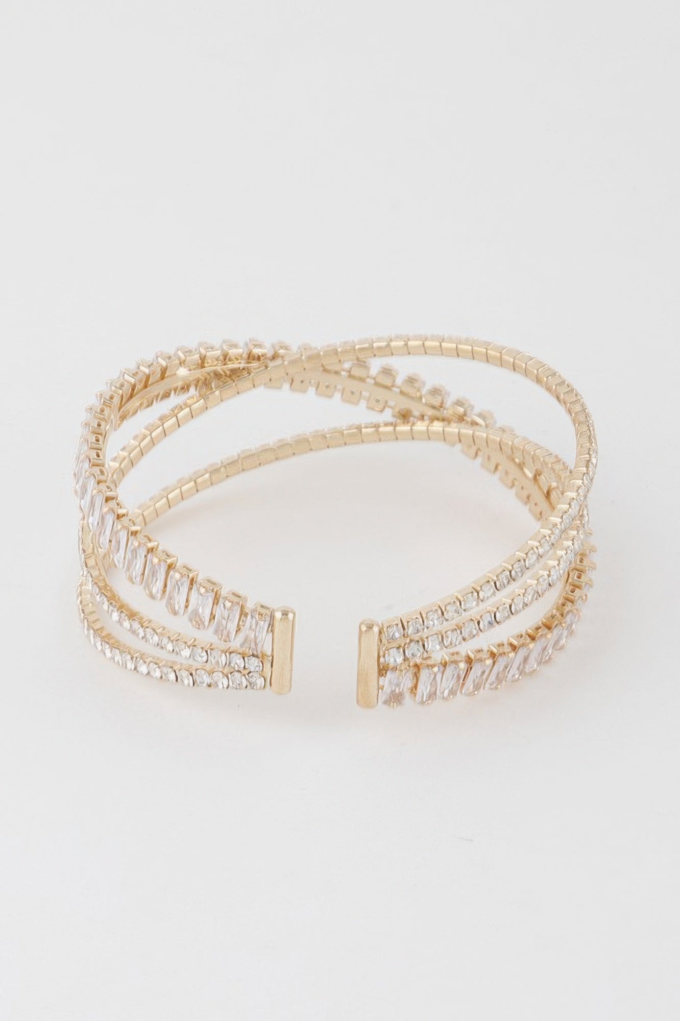 Triple Crystal Laced Cuff Bracelet