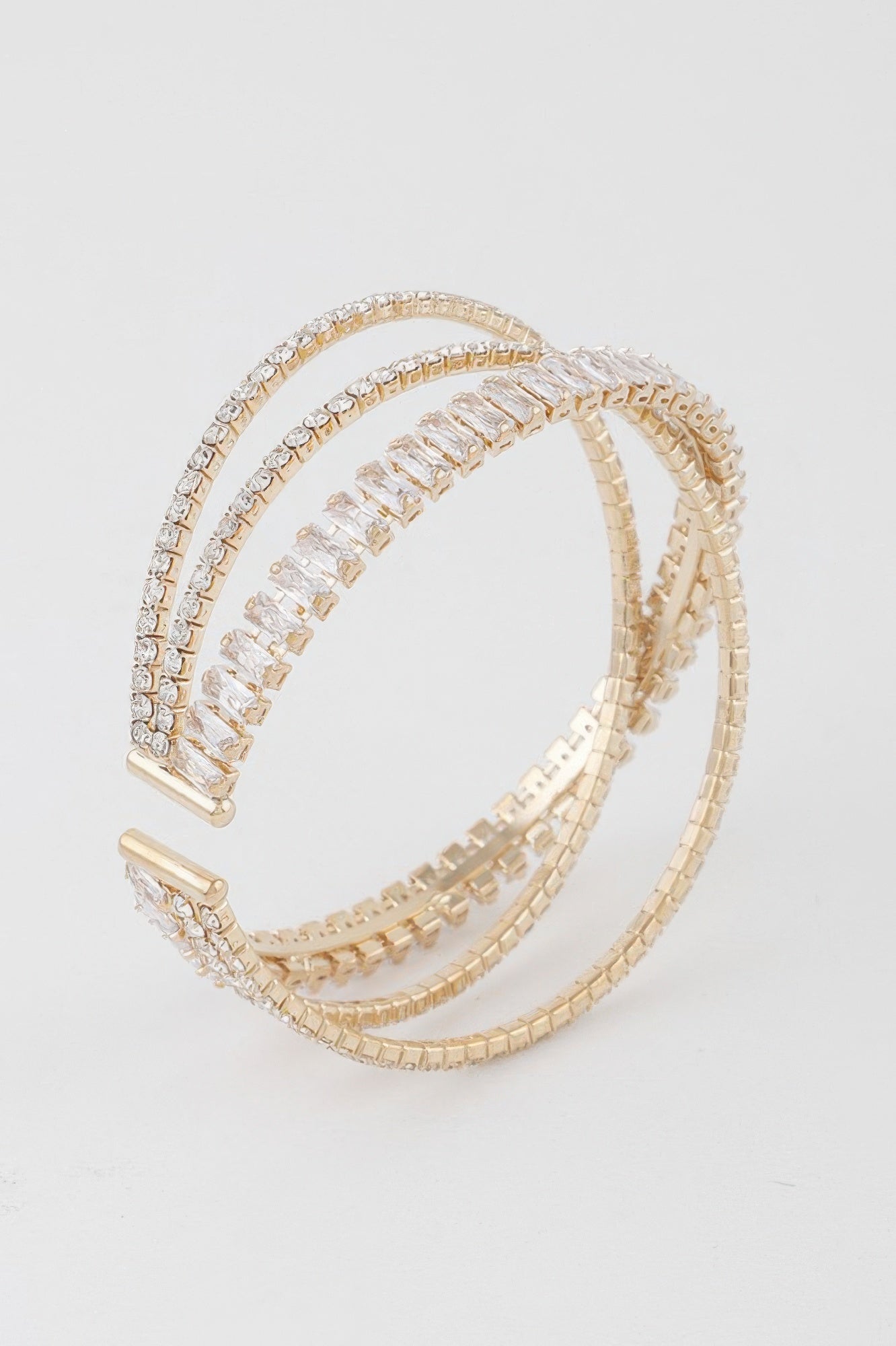 Triple Crystal Laced Cuff Bracelet