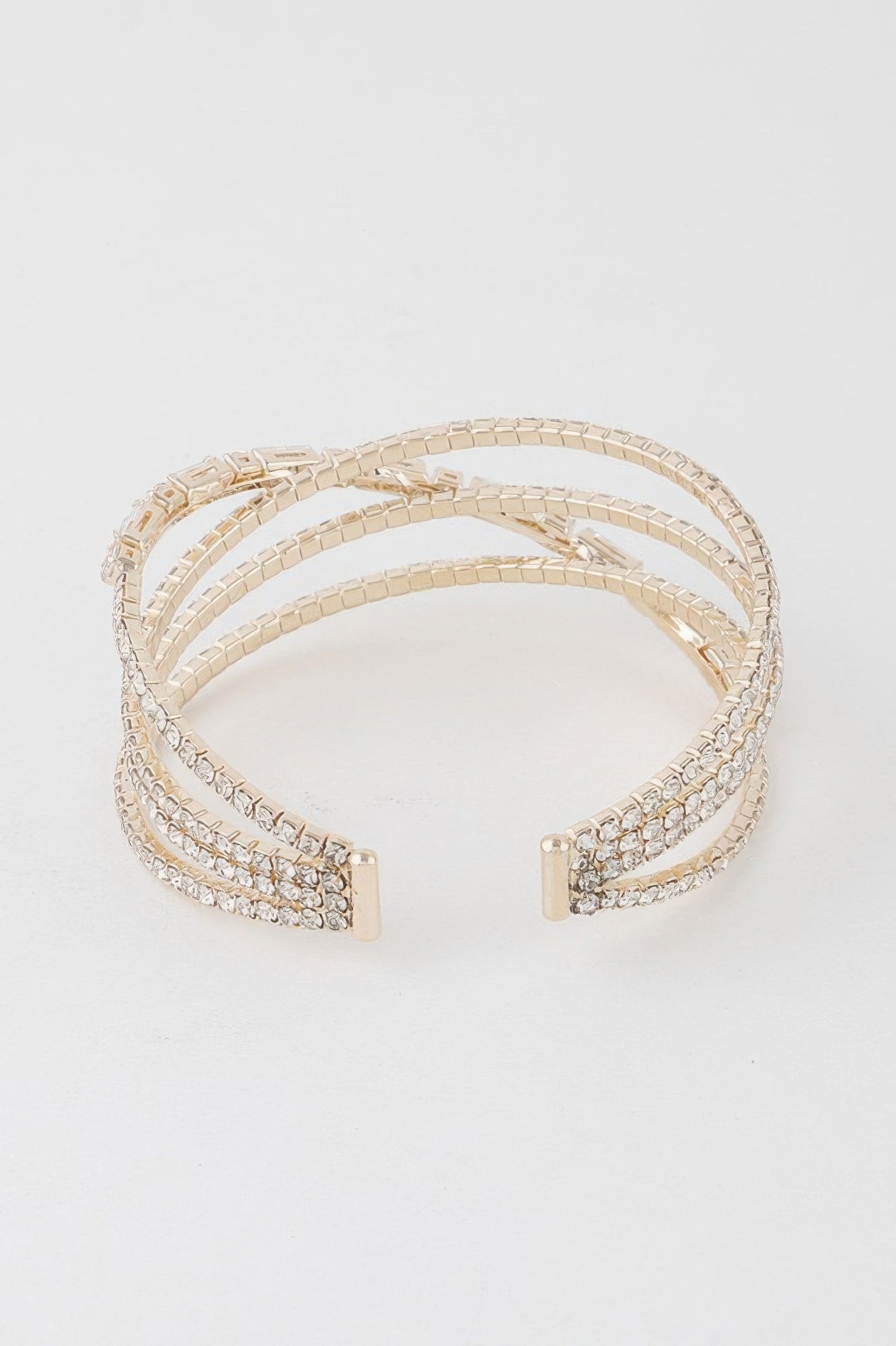 Multi Crystal Laced Cuff Bracelet